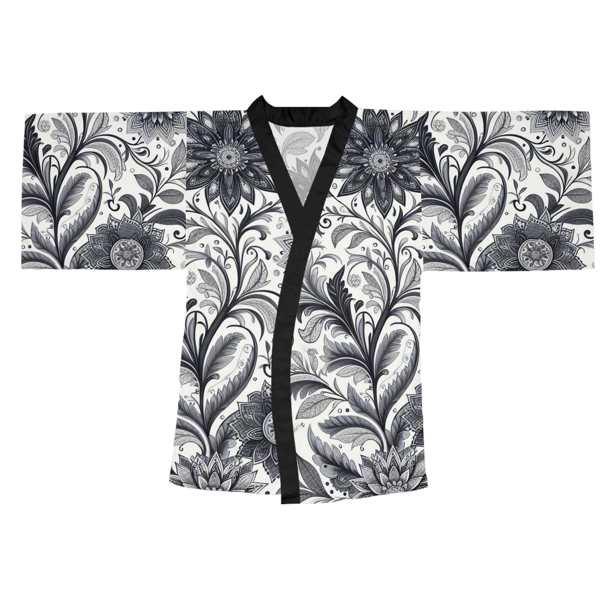 Elegant Floral Long Sleeve Kimono Robe, Stylish Lounge Wear, Perfect for Relaxation, Gift for Her, Home Spa Essentials, Beautiful Design