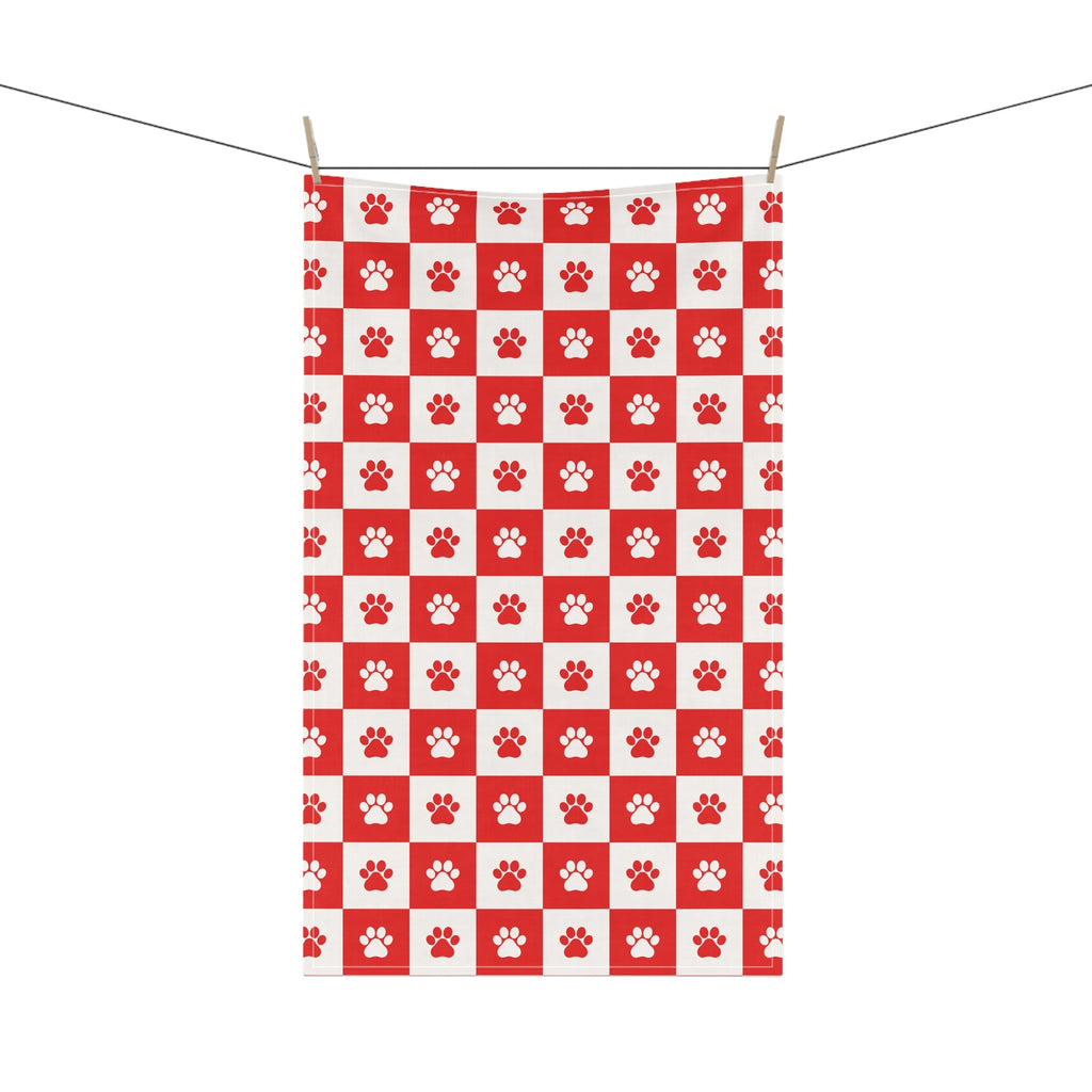 Red & White Paws Tea Towels (cotton, poly)
