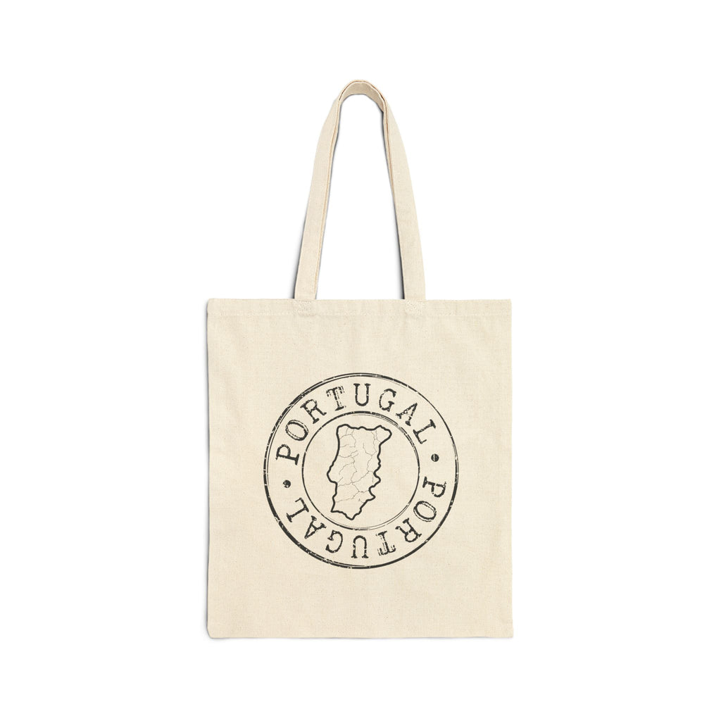 Portugal Map Circle Stamp Tote Bag | Canvas Market Bag