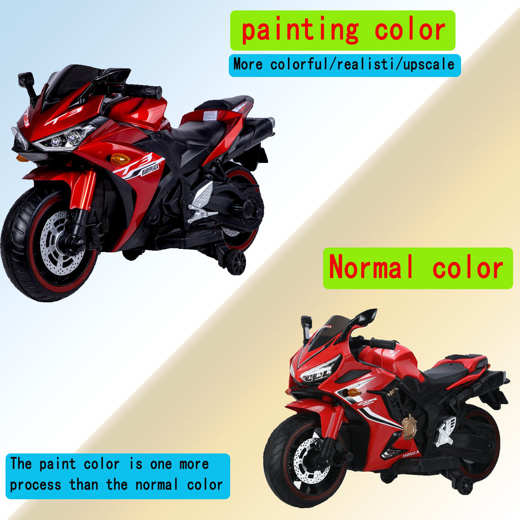 Kids 12V Motorcycle with Training Wheels, Manual Throttle, and Lighting Wheels for Boys and Girls Ages 3-6