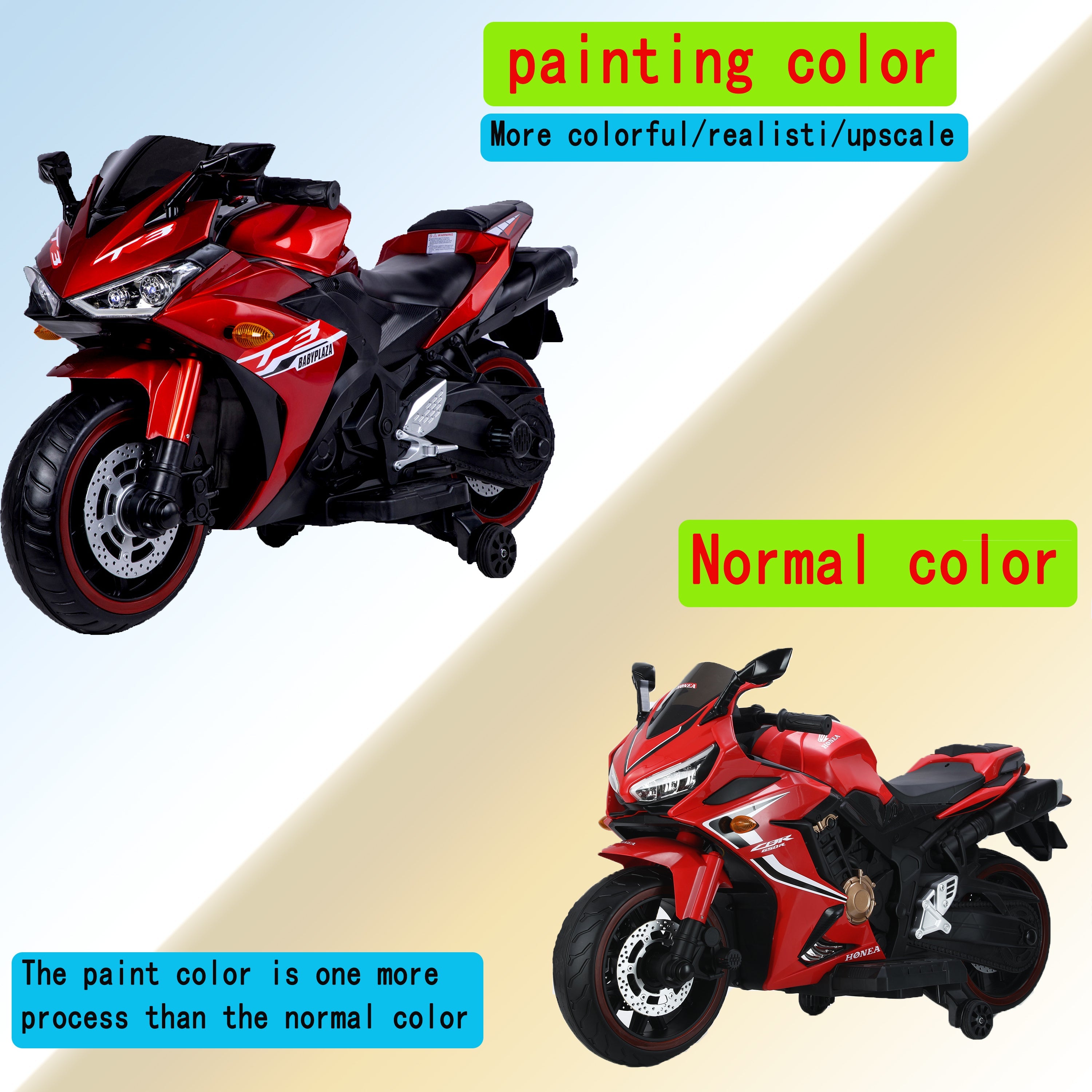 Kids 12V Motorcycle with Training Wheels, Manual Throttle, and Lighting Wheels for Boys and Girls Ages 3-6