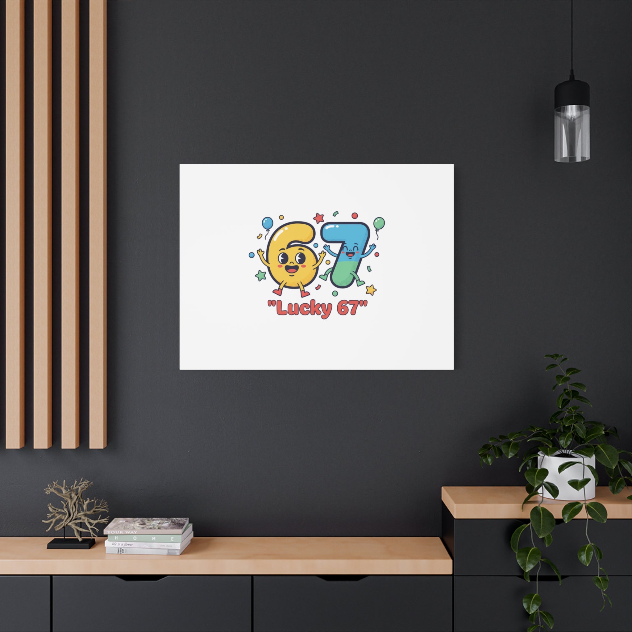 Lucky 67 Canvas, Stretched Matte | 67 meme, absurdist humor