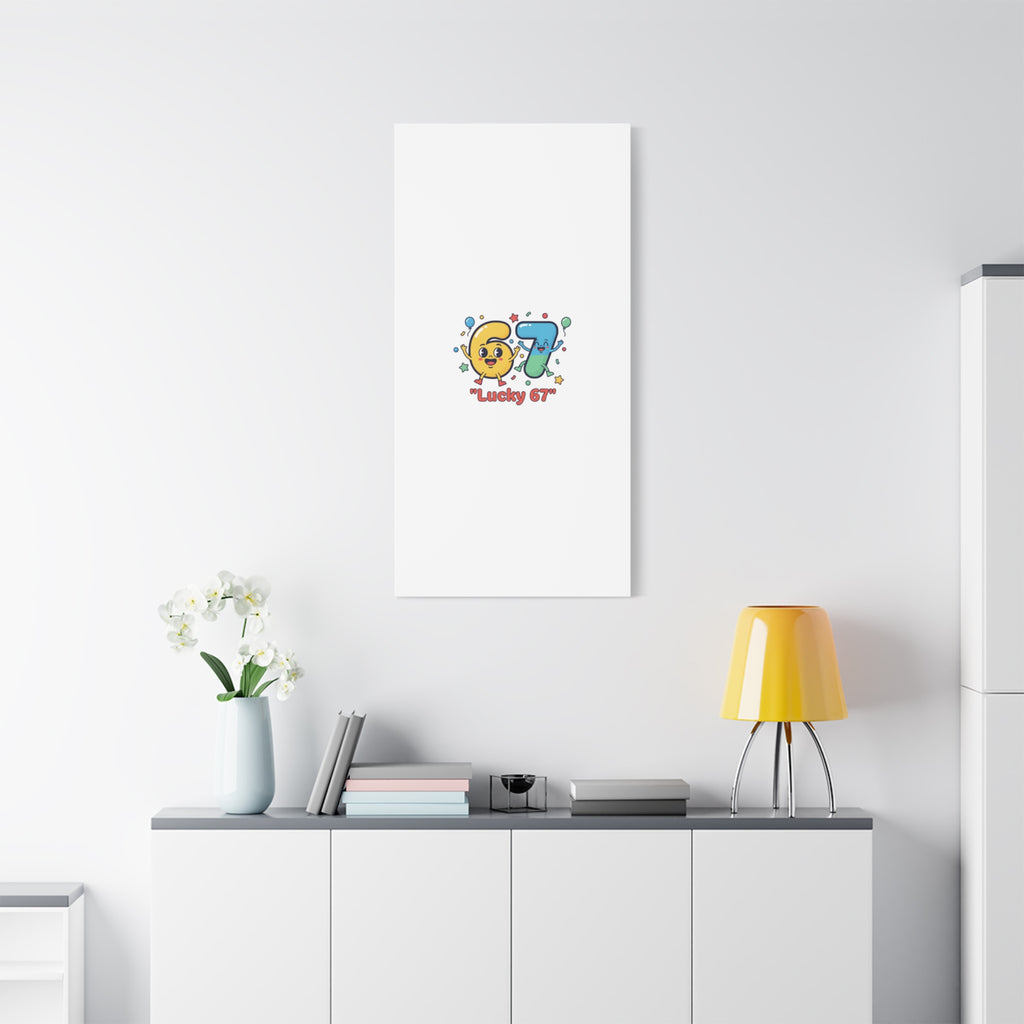 Lucky 67 Canvas, Stretched Matte | 67 meme, absurdist humor