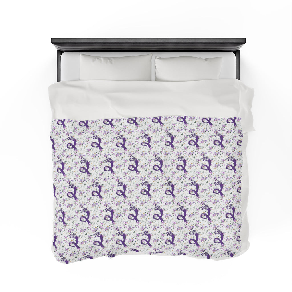 Purple Flowers Epilepsy Awareness Velveteen Plush Blanket