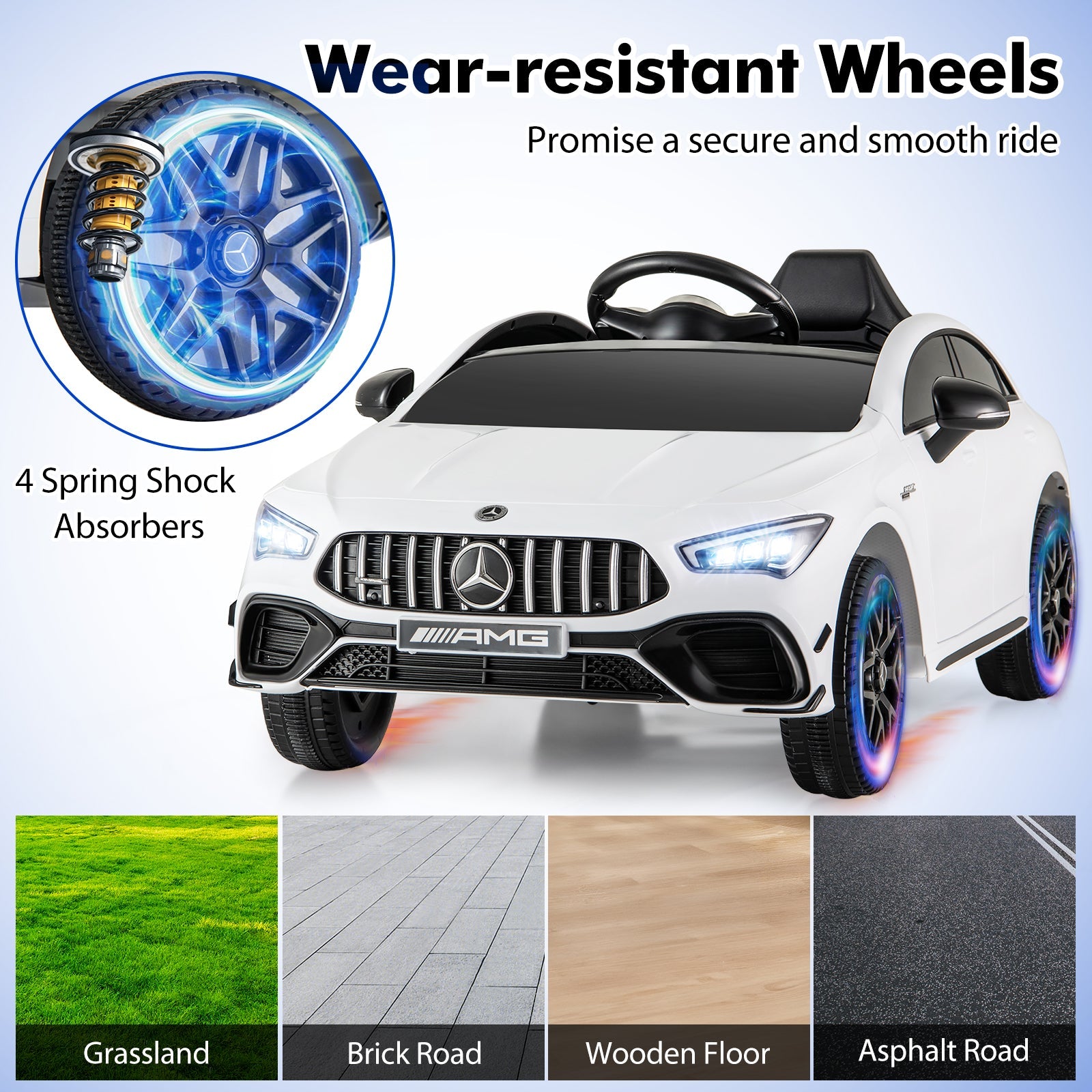 12V Kids Ride on Car Mercedes-Benz AMG CLA 45 with Remote-White