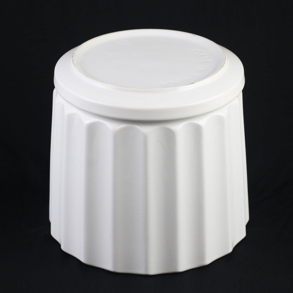 3-Piece White Ceramic Planter Pot Set with Fluted Design & Saucers