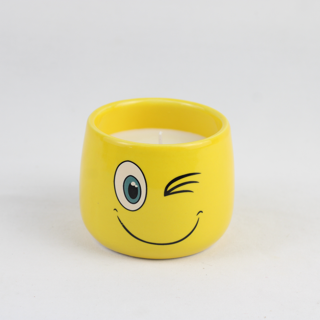 Emoji Ceramic Candle Holder Set – 2-Piece Scented Candle Cups