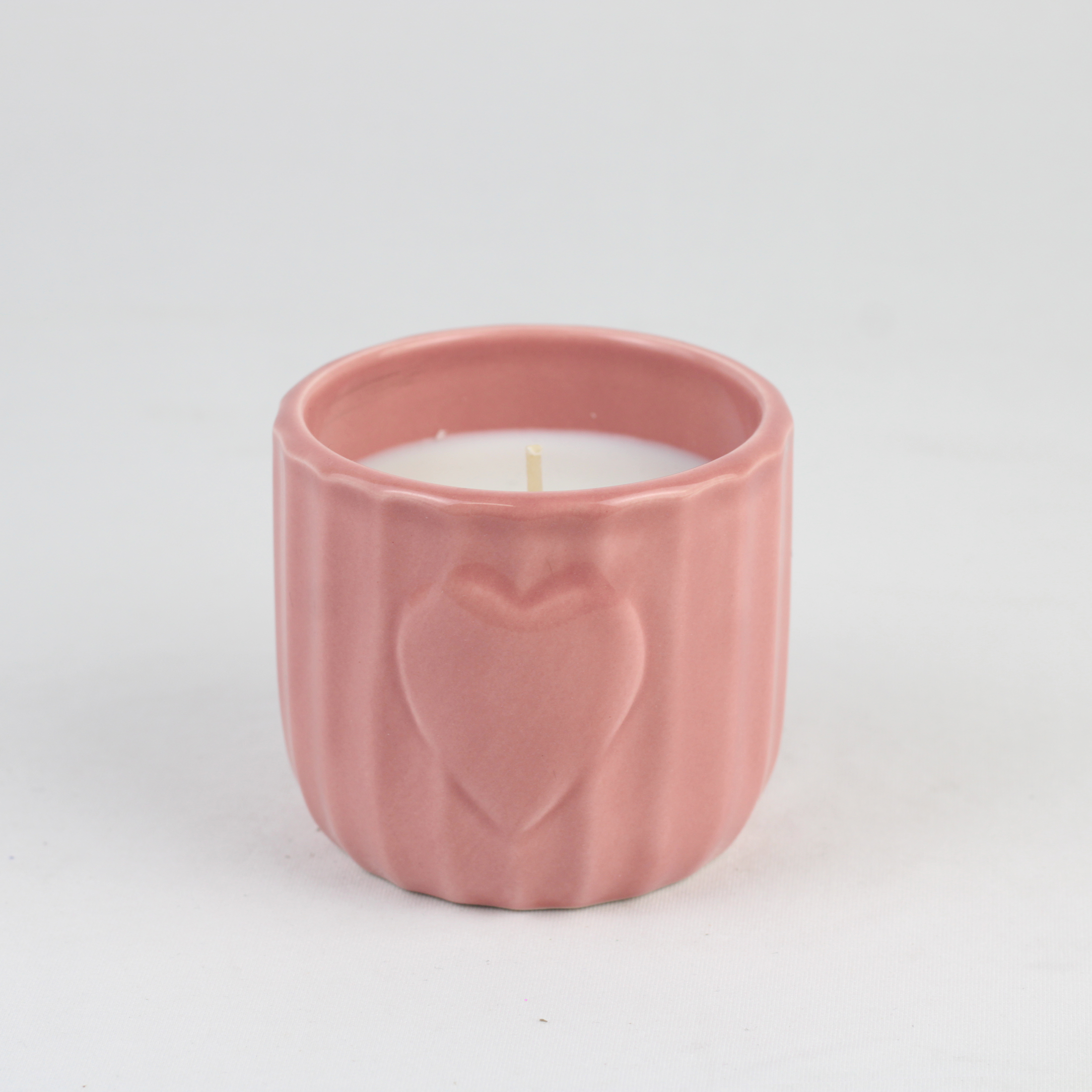 Heart Embossed Ceramic Candle Holder Set – 2-Piece Romantic Candles