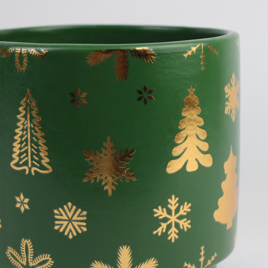 Christmas Ceramic Planter – Single Piece (Red or Green) – Festive Holiday Tree Design