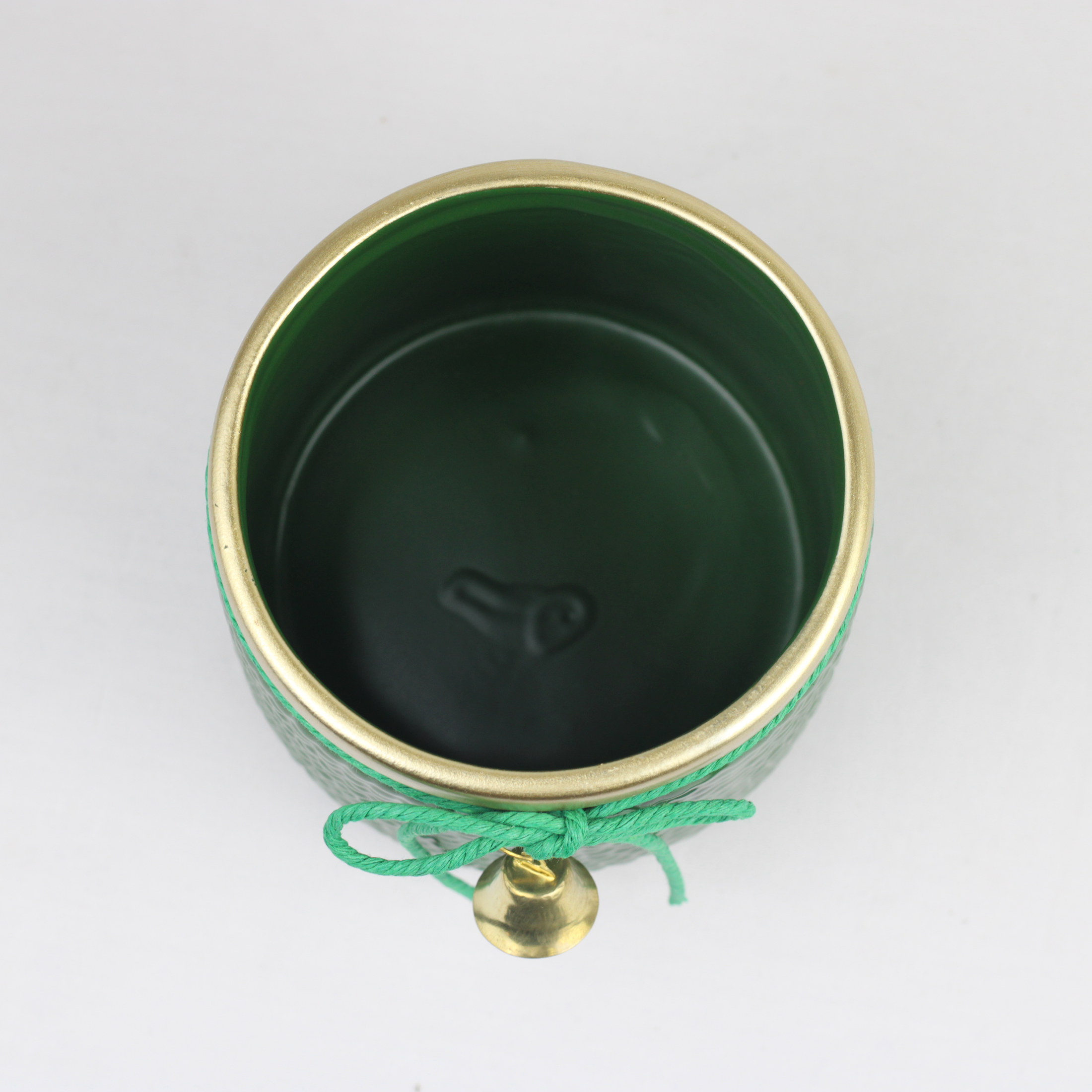 Red or Green Bell Christmas Ceramic Planter – Single Piece – Festive Textured Design