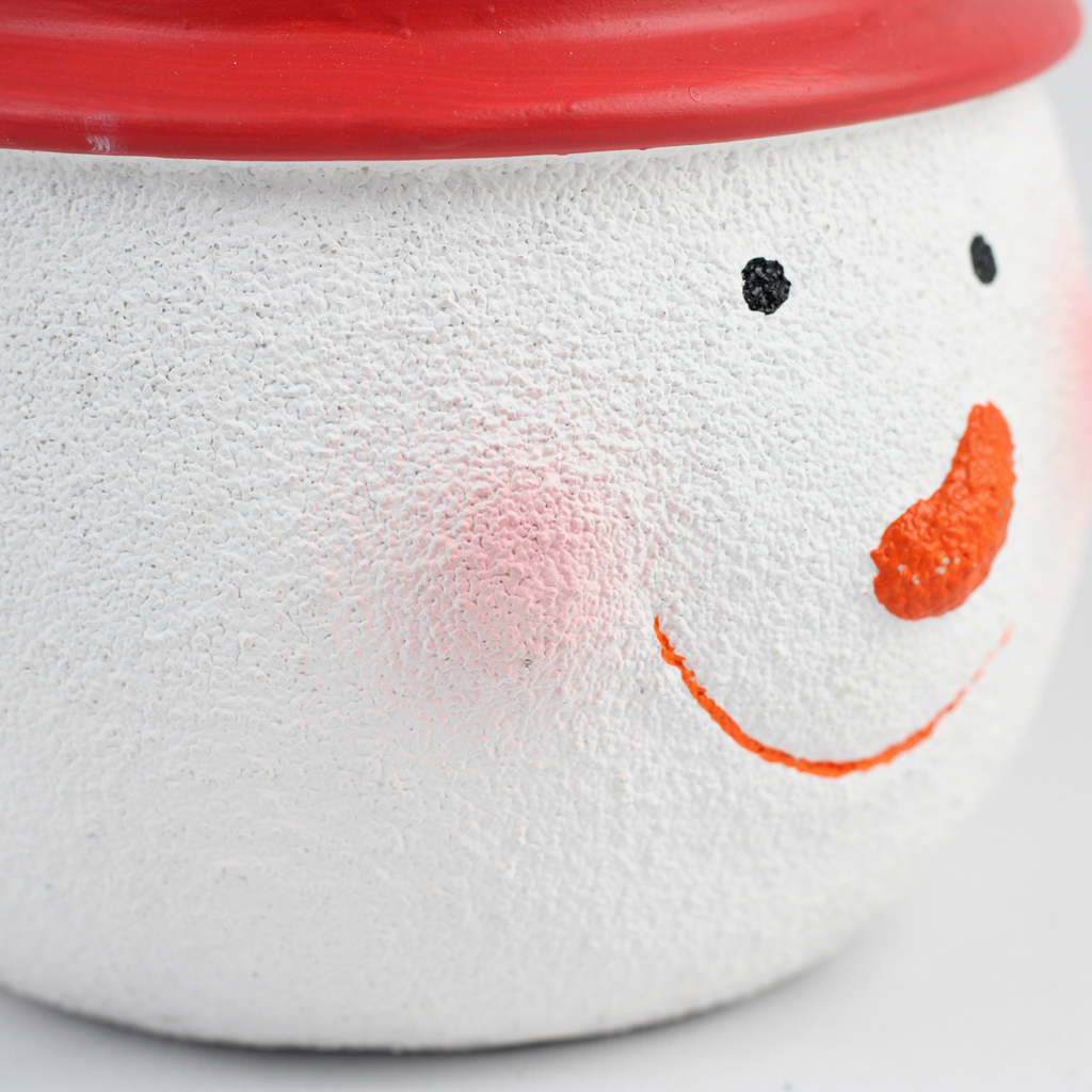 Santa or Snowman Christmas Planter – Single Piece – Festive Cement Holiday Pot