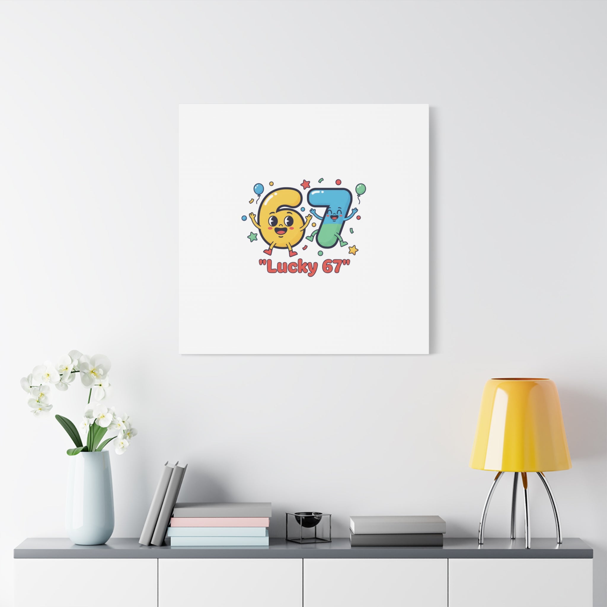 Lucky 67 Canvas, Stretched Matte | 67 meme, absurdist humor