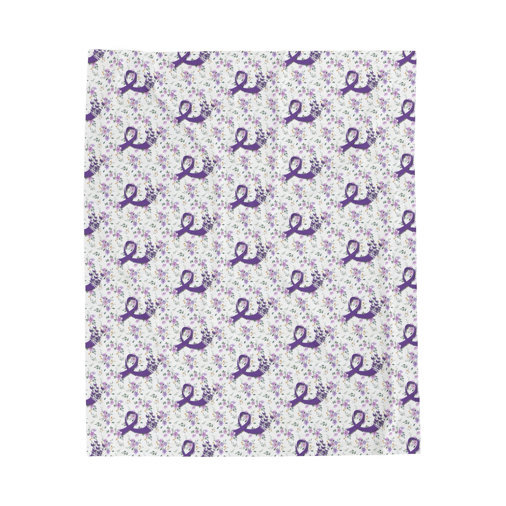 Purple Flowers Epilepsy Awareness Velveteen Plush Blanket