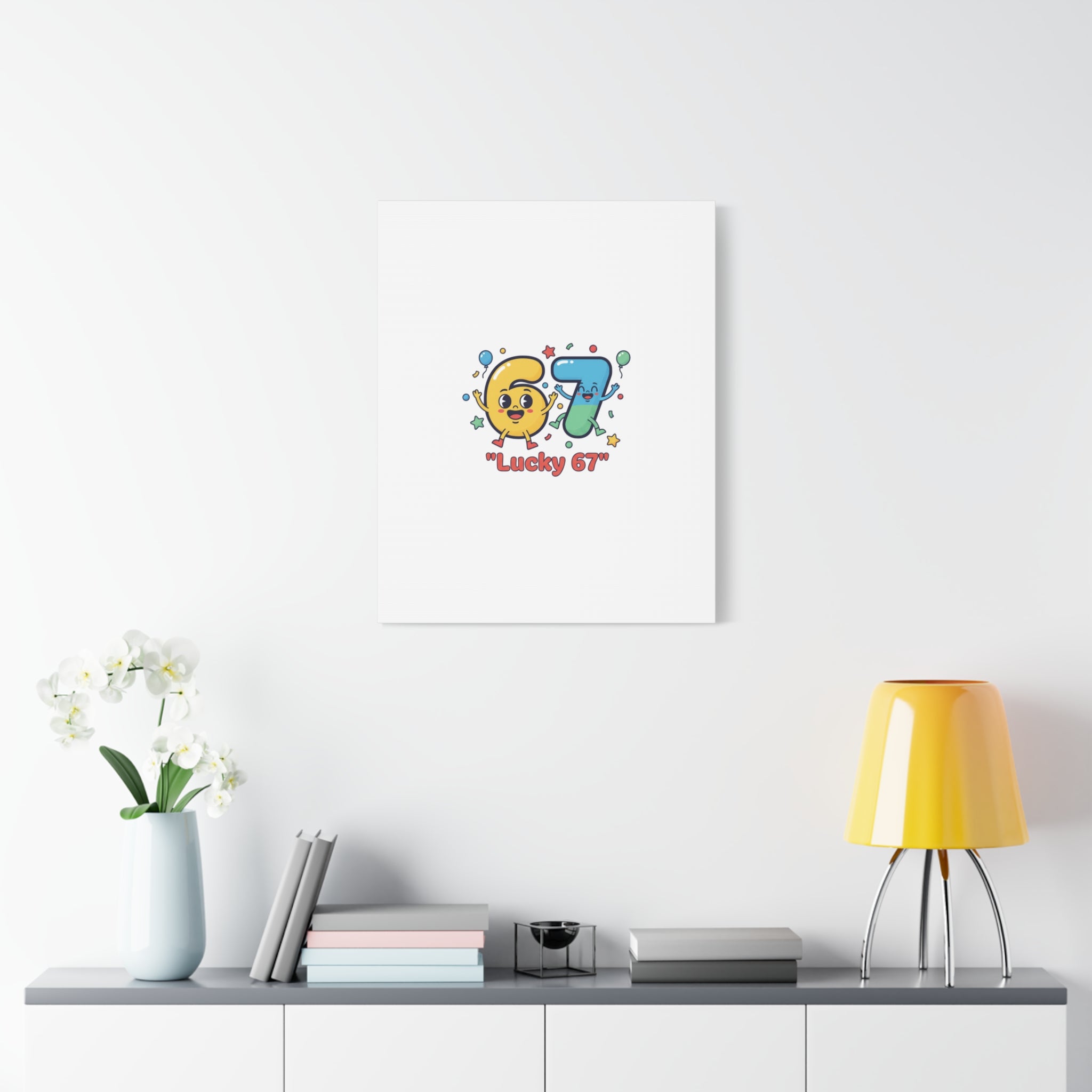Lucky 67 Canvas, Stretched Matte | 67 meme, absurdist humor