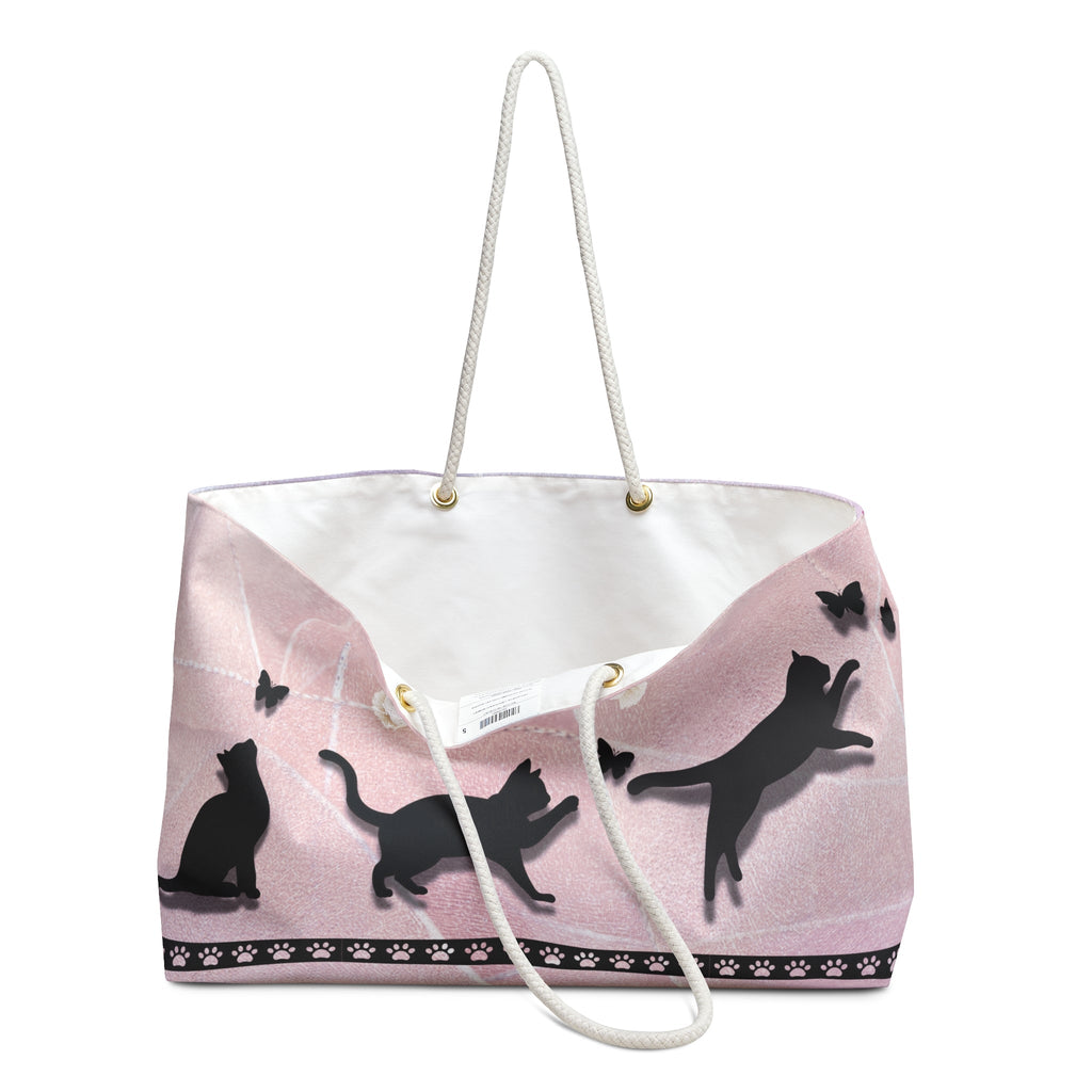Playful Cats Weekender Tote – Cat & Butterfly Travel Bag
