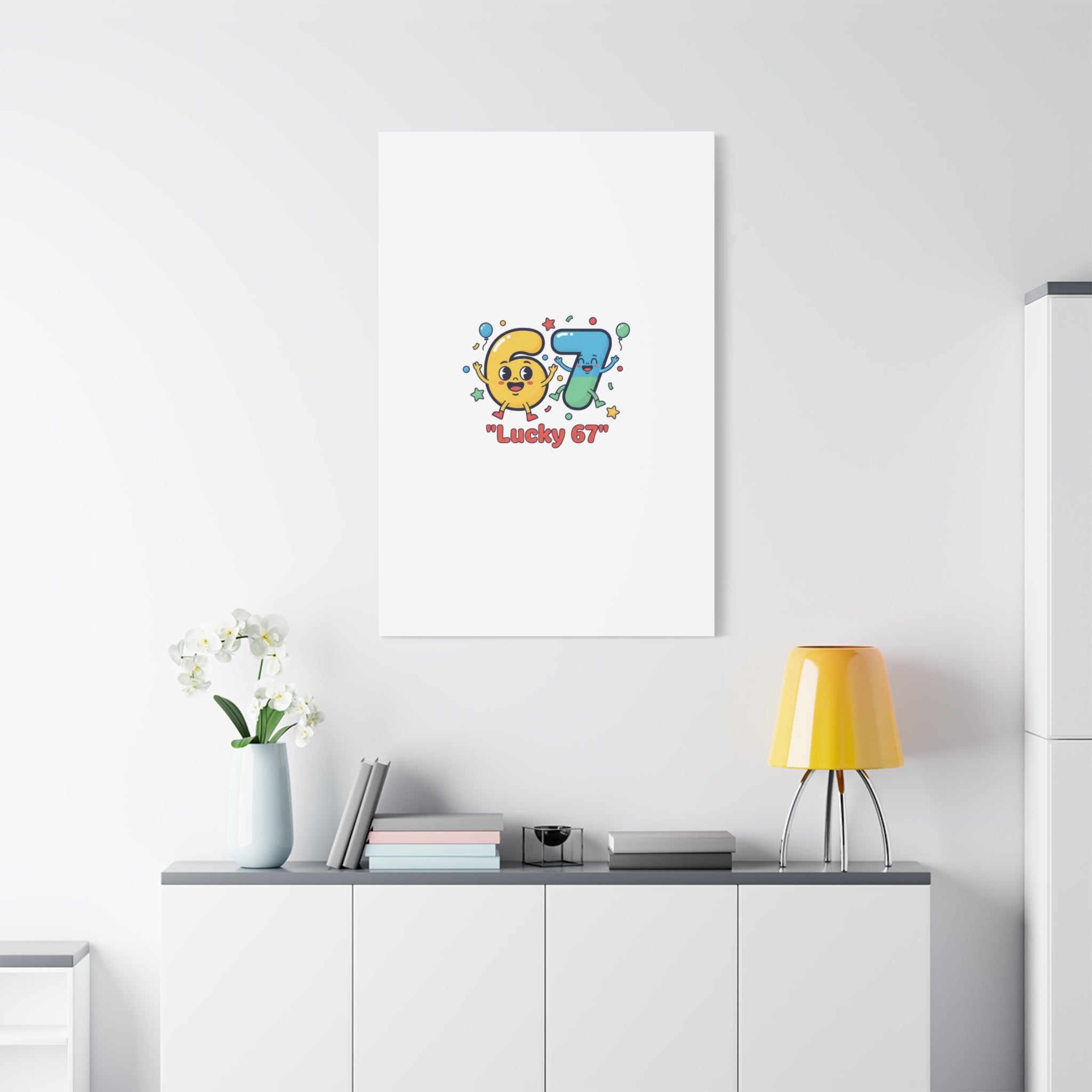 Lucky 67 Canvas, Stretched Matte | 67 meme, absurdist humor