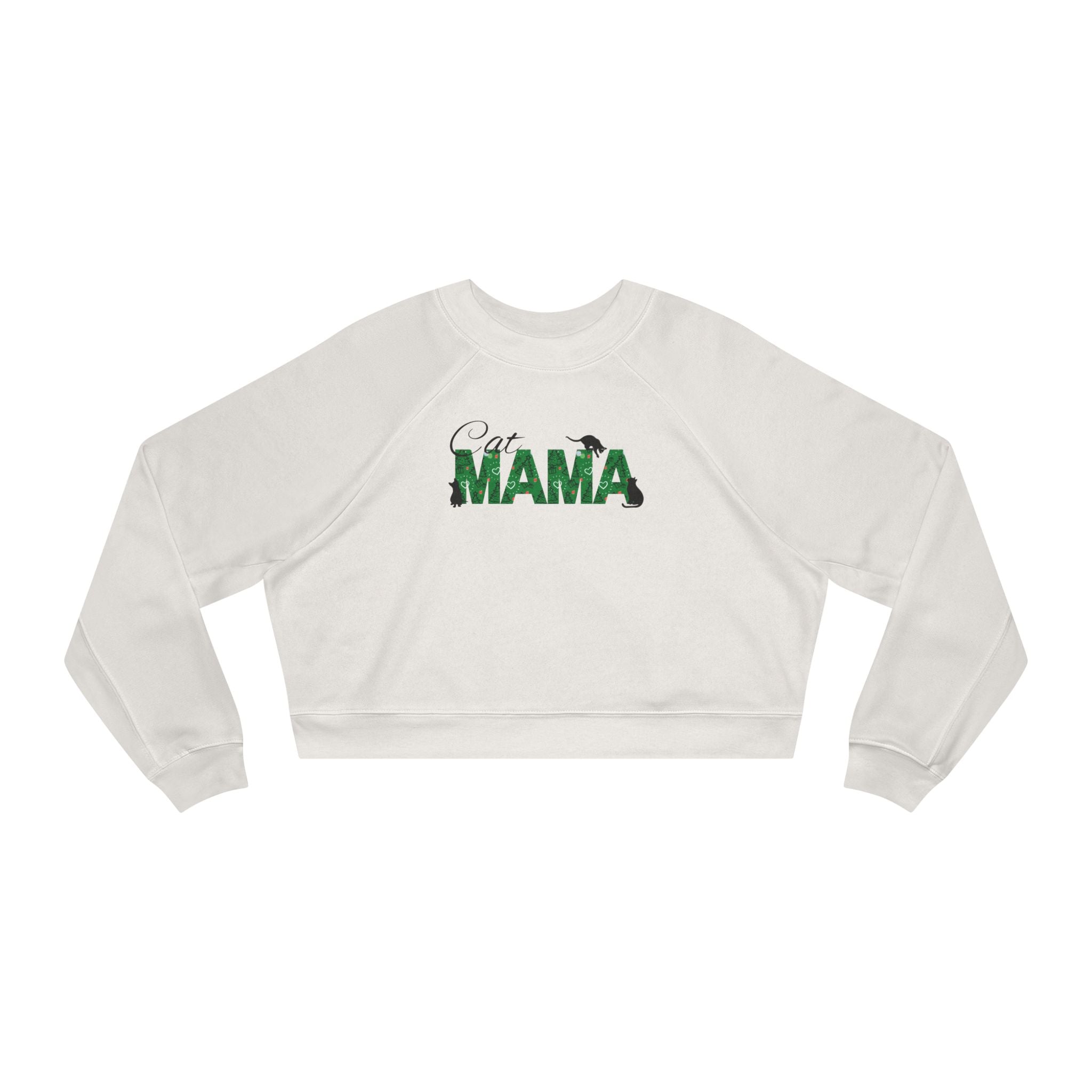 Christmas Cat Mama Women's Cropped Fleece Pullover