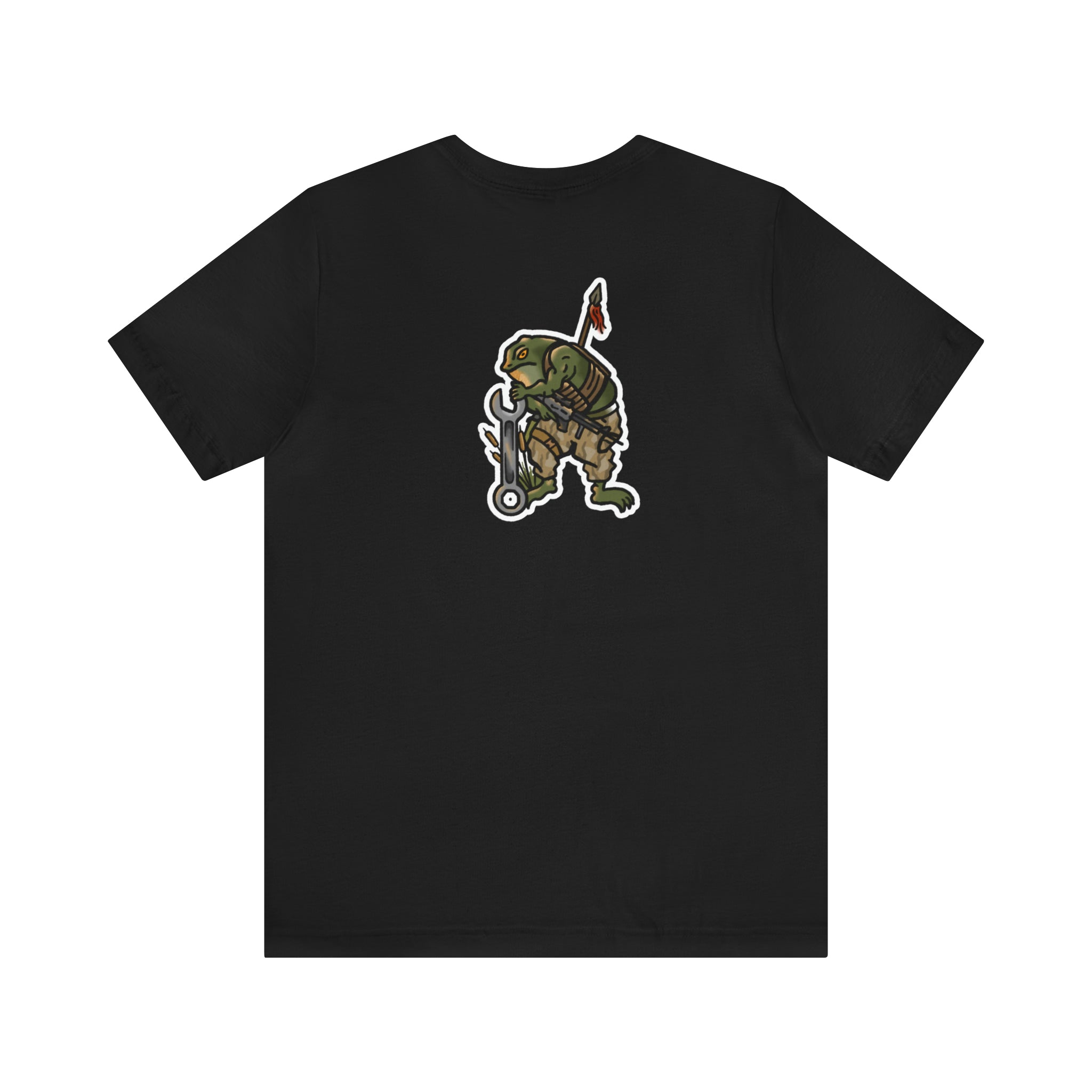 Mechanic Frog With Wrench and M4 - Back Print - Short Sleeve Tee