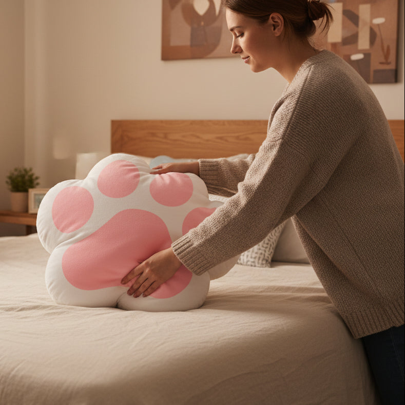 Pink Kitty Paw Shaped Pillow