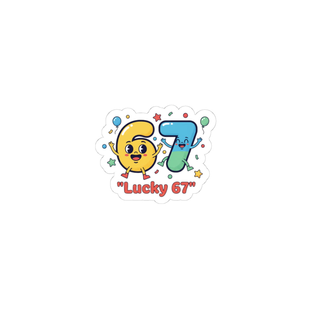 Lucky 67 Sticker | absurdist humor, random number meme