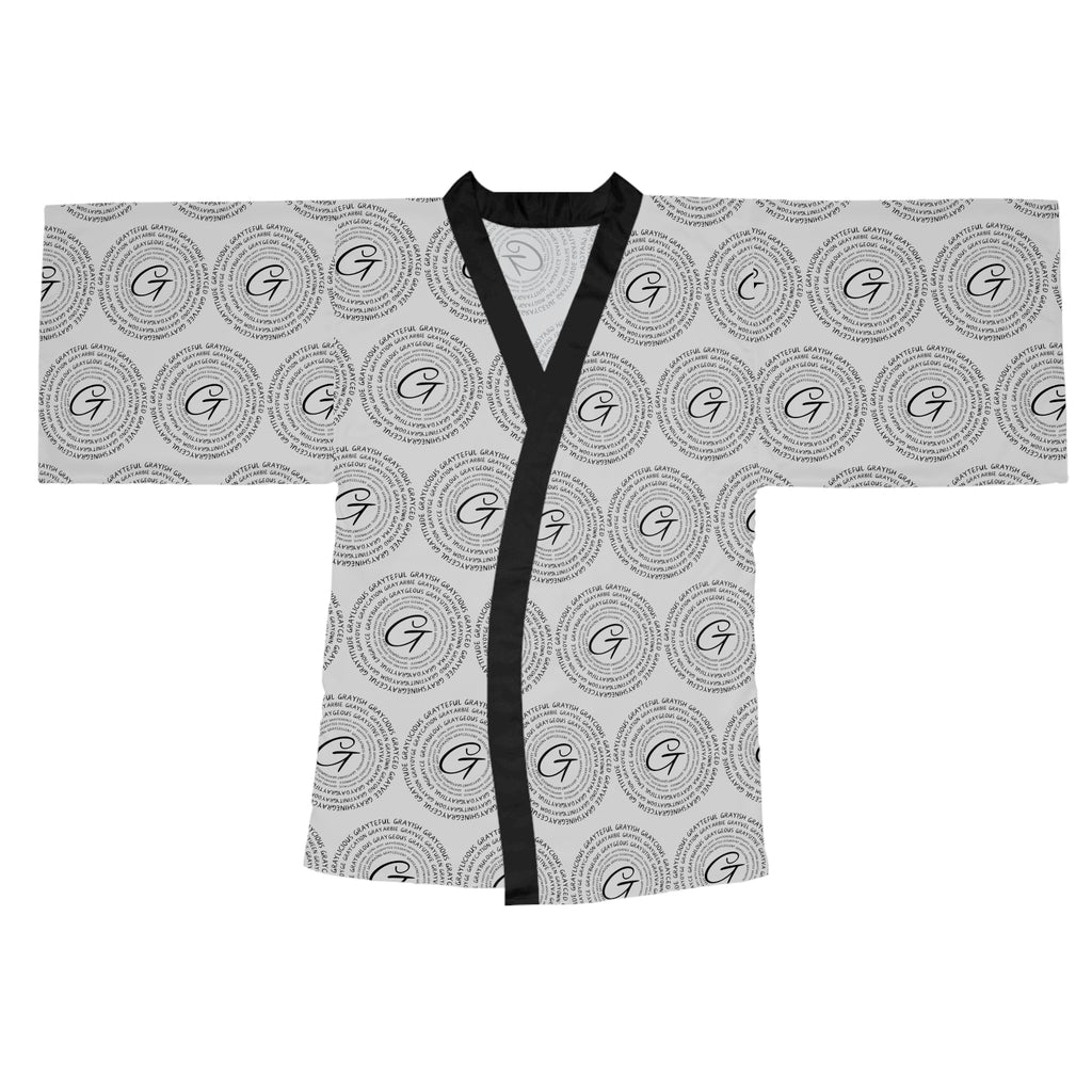 Long Sleeve Kimono Robe (AOP) circle Signature grayceful