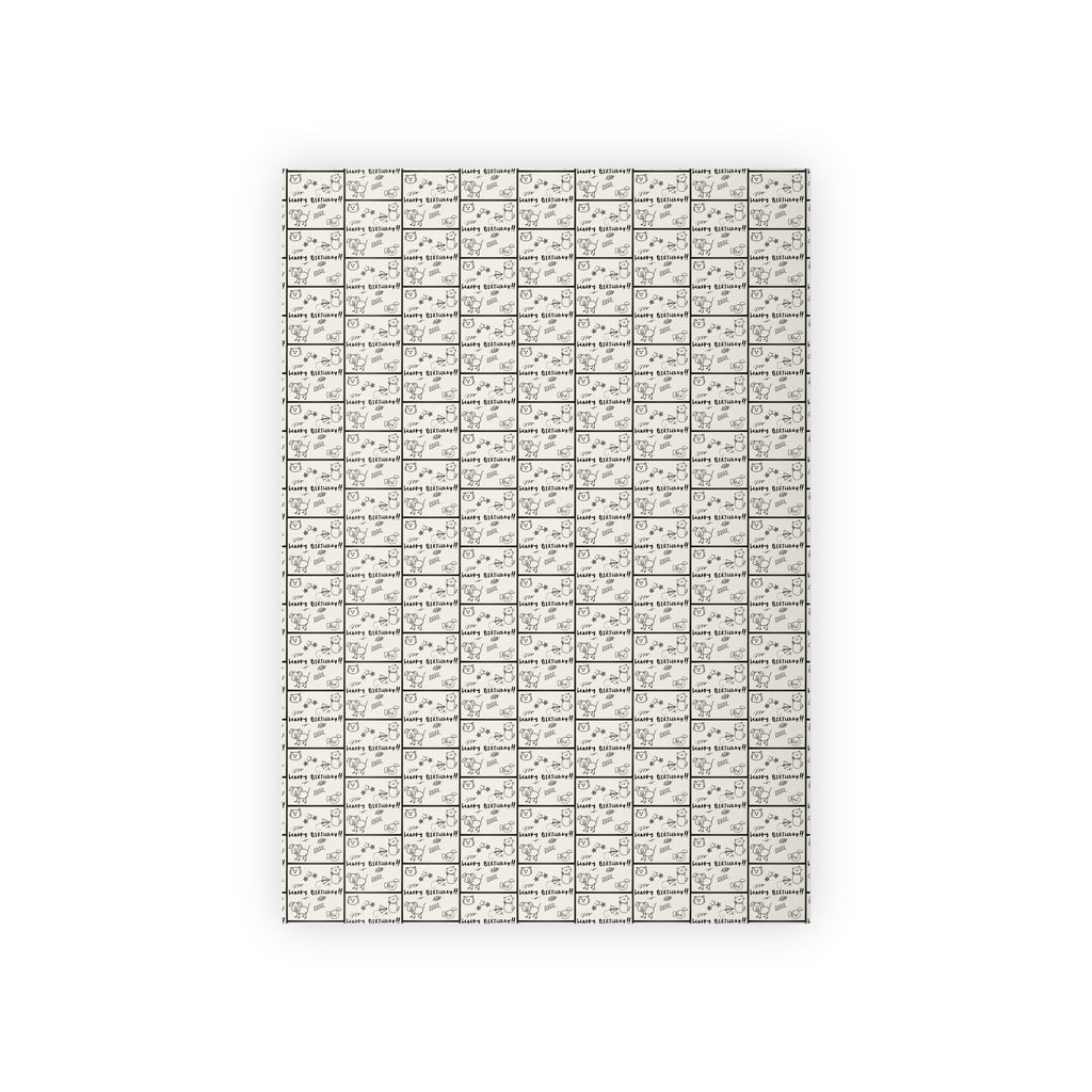 Sketched Puppies & Kitties Birthday Gift Wrap Roll for Adorable Presents