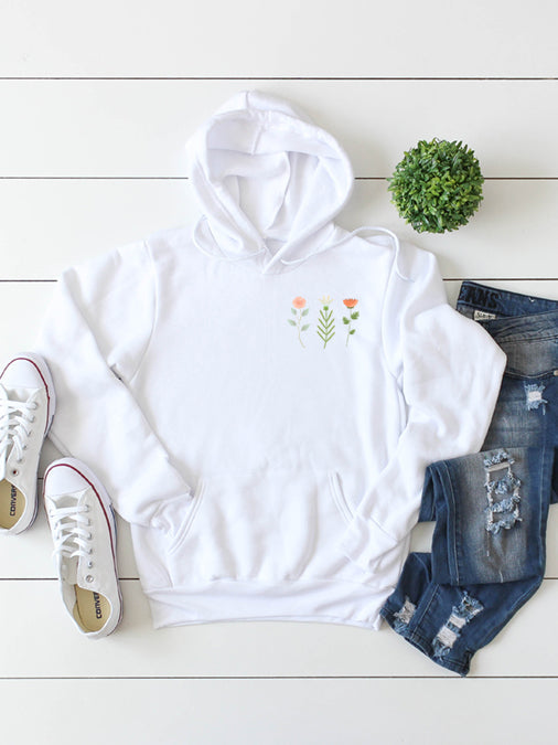 Pocket Flower Hoodie-1453