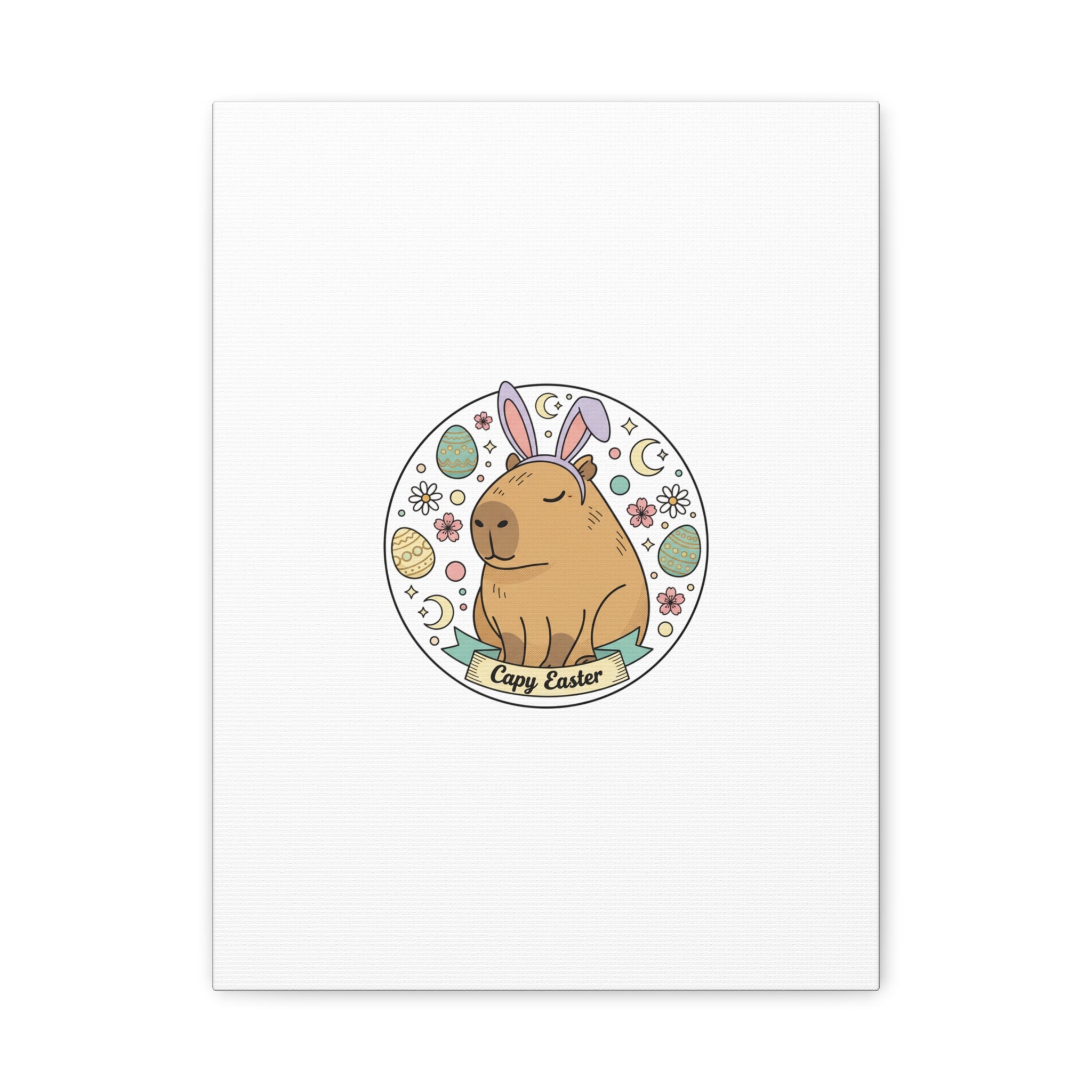 Capy Easter Canvas, pastel bunny aesthetic | cottagecore spring wall art