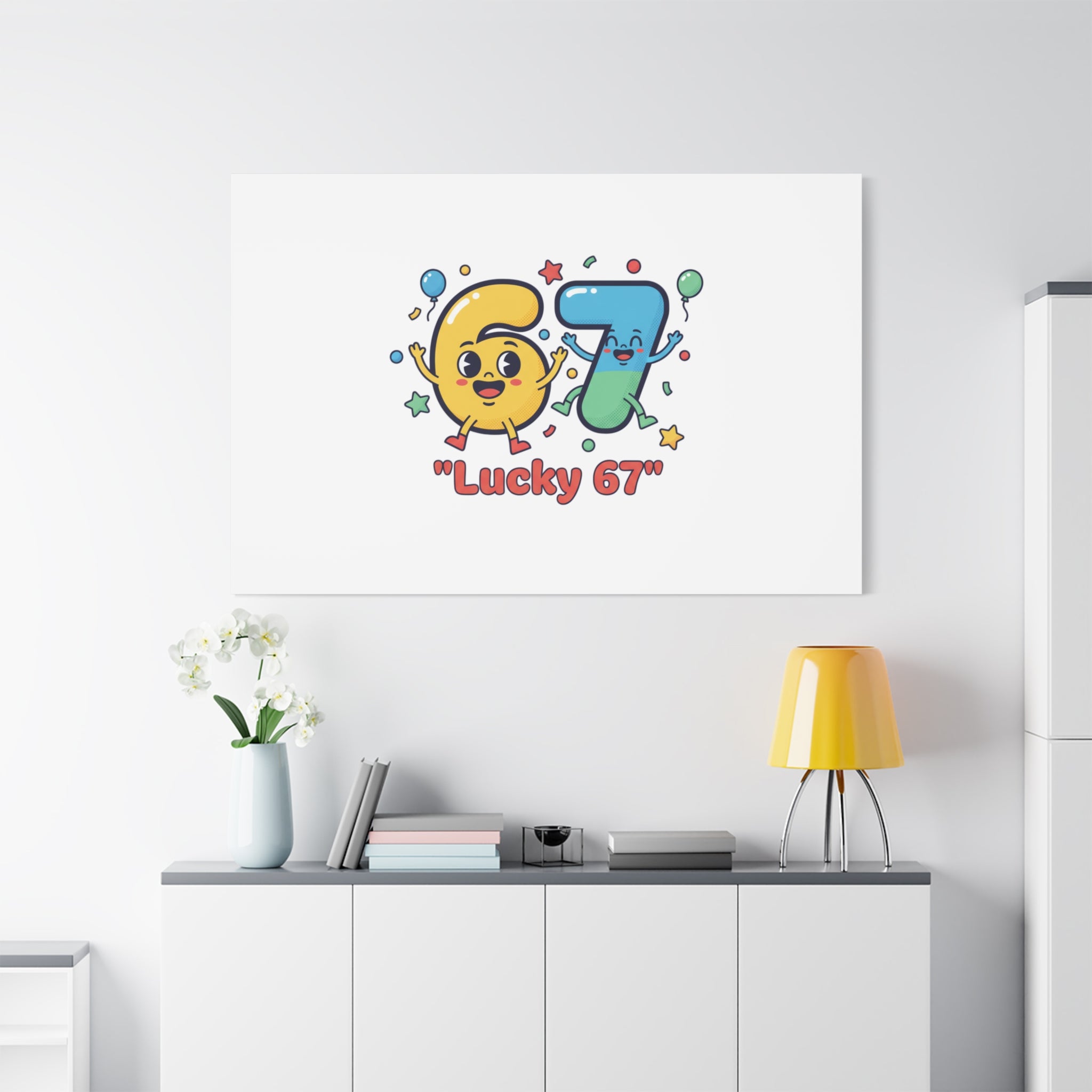 Lucky 67 Canvas, Stretched Matte | 67 meme, absurdist humor