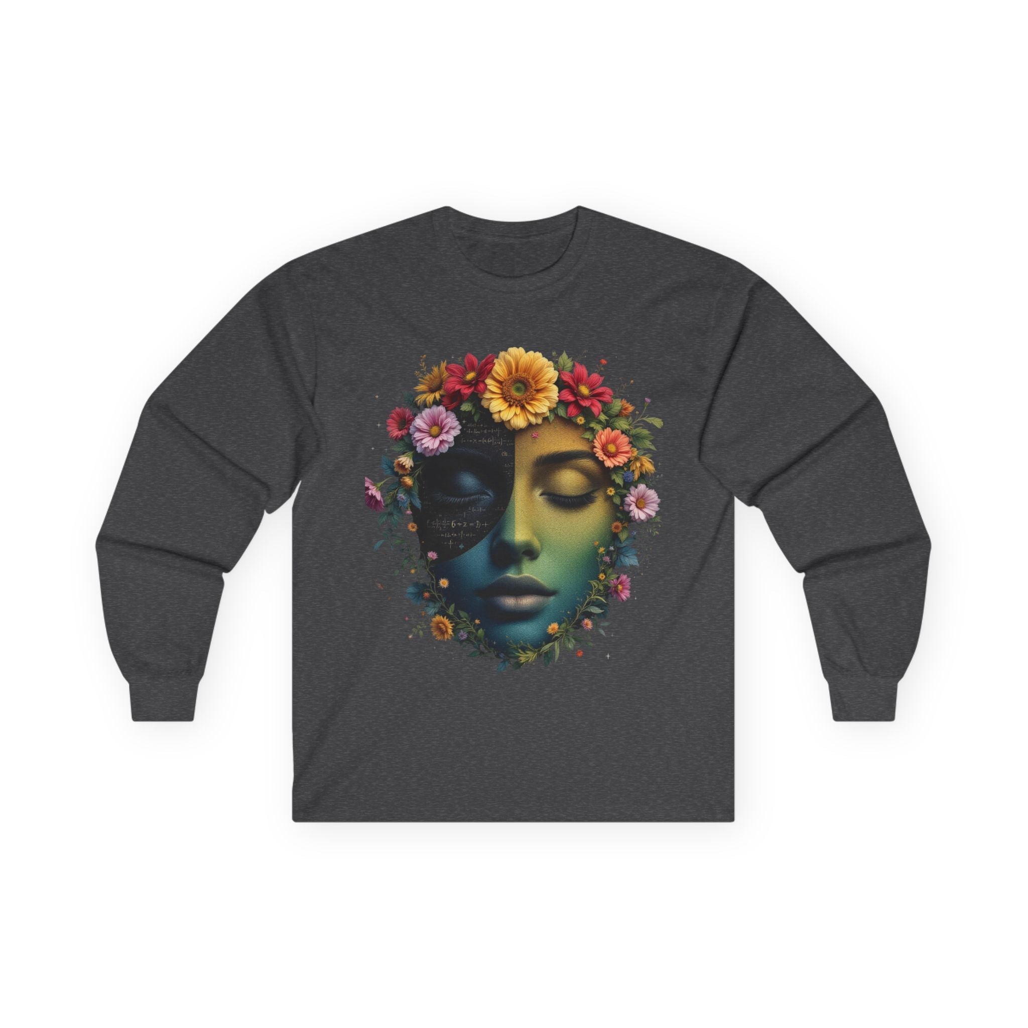 Floral Serenity Long Sleeve Tee - Relaxed Style, Unisex Apparel, Gift for Nature Lovers, Bohemian Vibe, Perfect for Spring