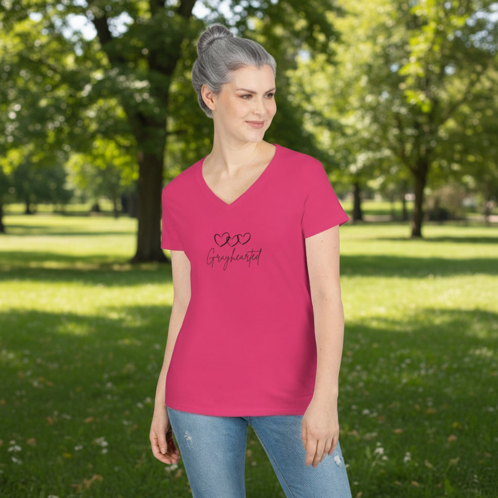Grayceful 3 hearts Ladies' V-Neck T-Shirt
