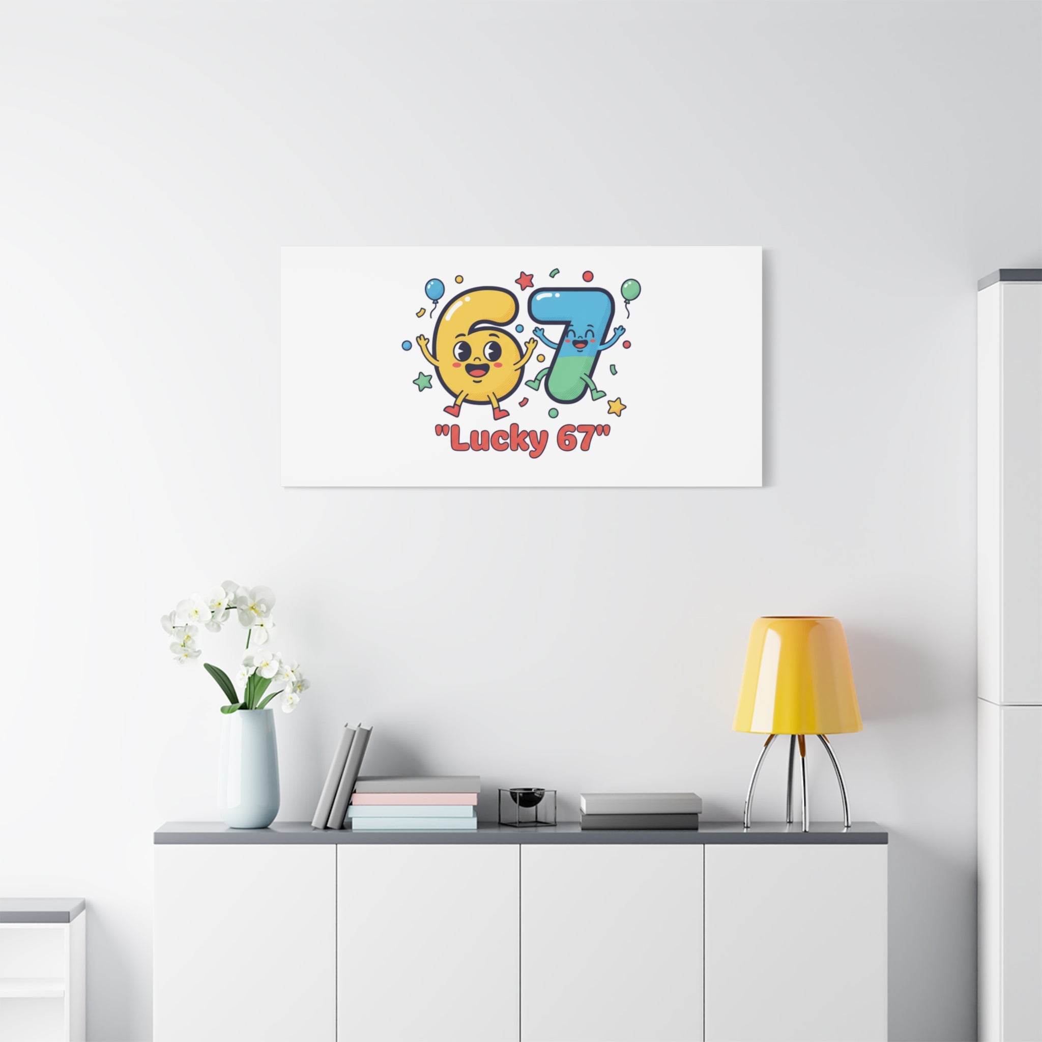 Lucky 67 Canvas, Stretched Matte | 67 meme, absurdist humor