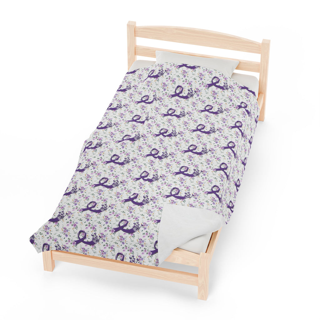 Purple Flowers Epilepsy Awareness Velveteen Plush Blanket