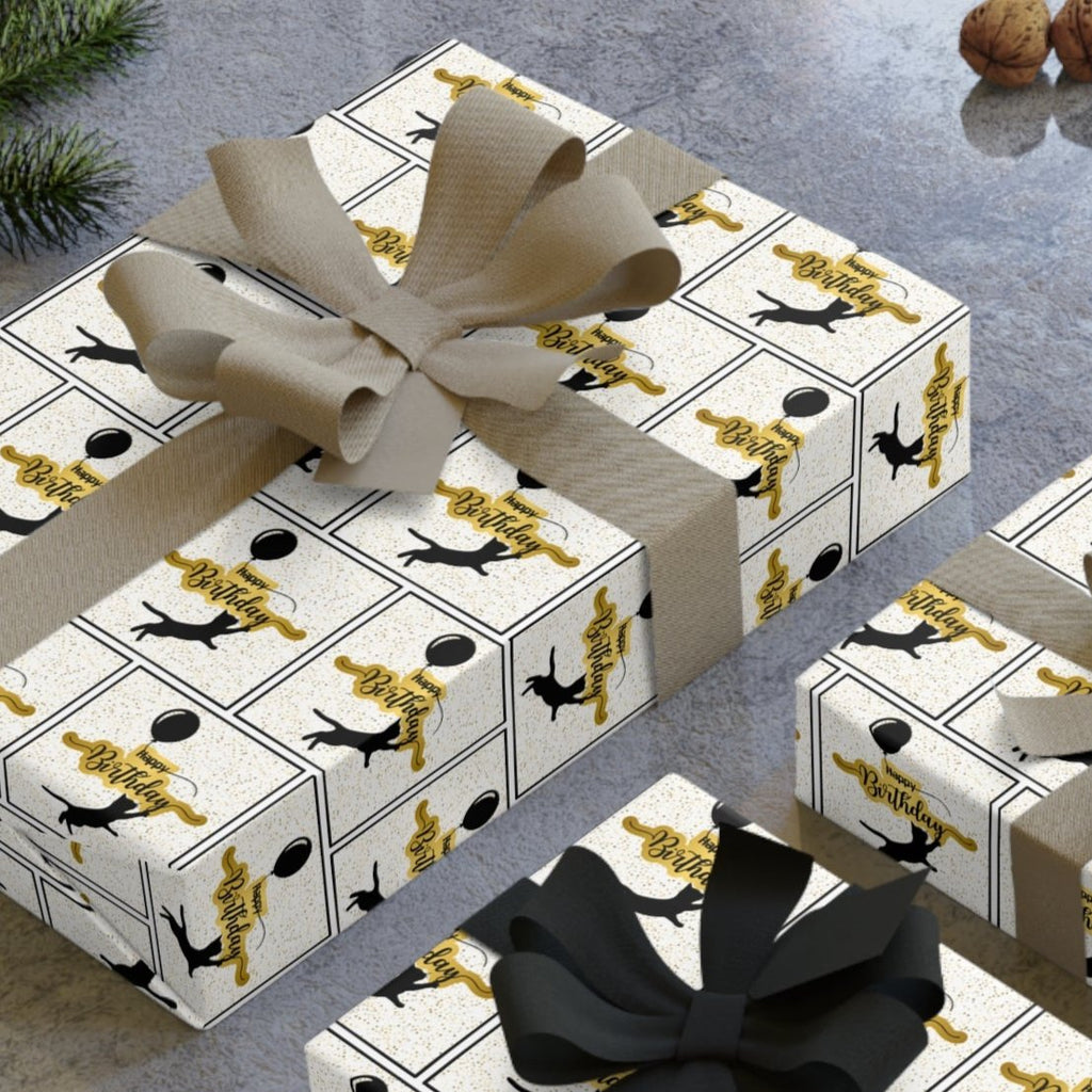 Happy Birthday Kitty Gift Wrapping Paper Rolls, 1pc with Balloons