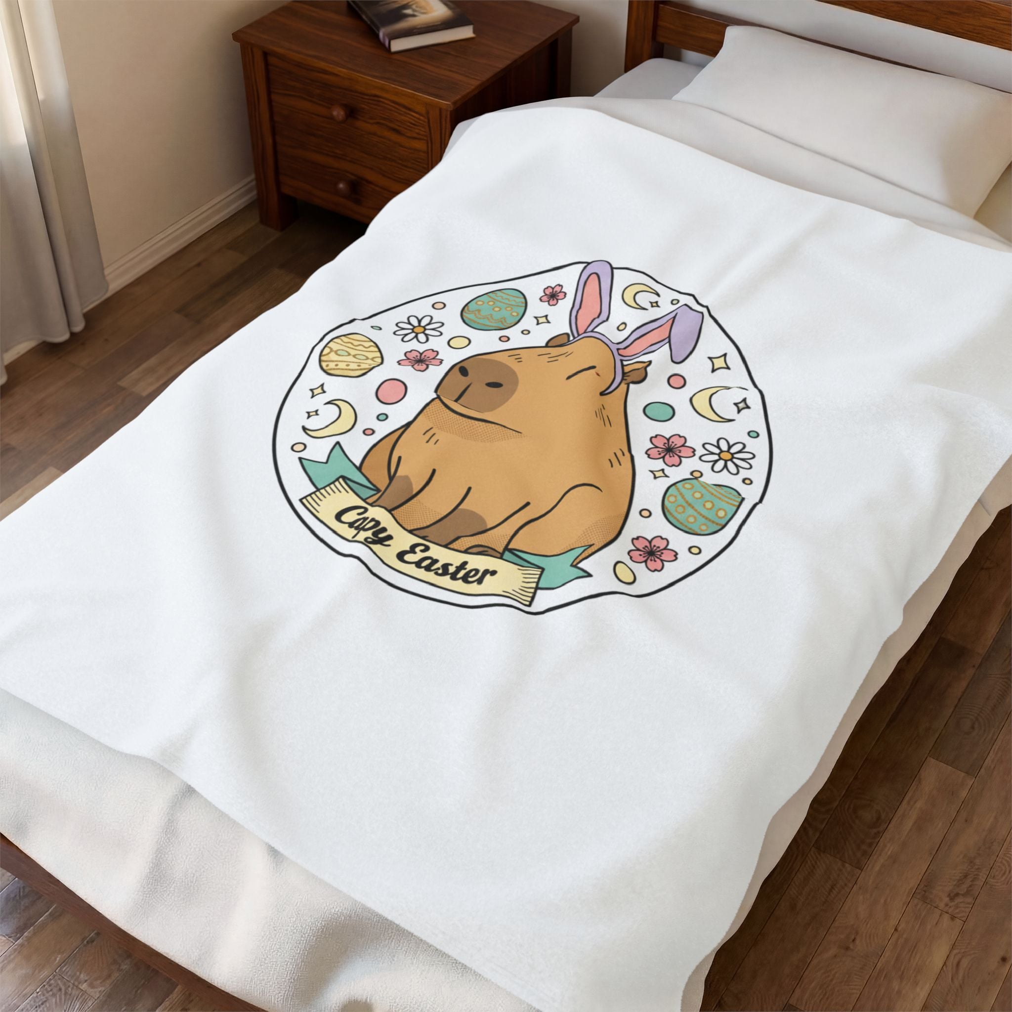 Easter bunny aesthetic Velveteen Plush Blanket, pastel spring cottagecore, vintage Easter