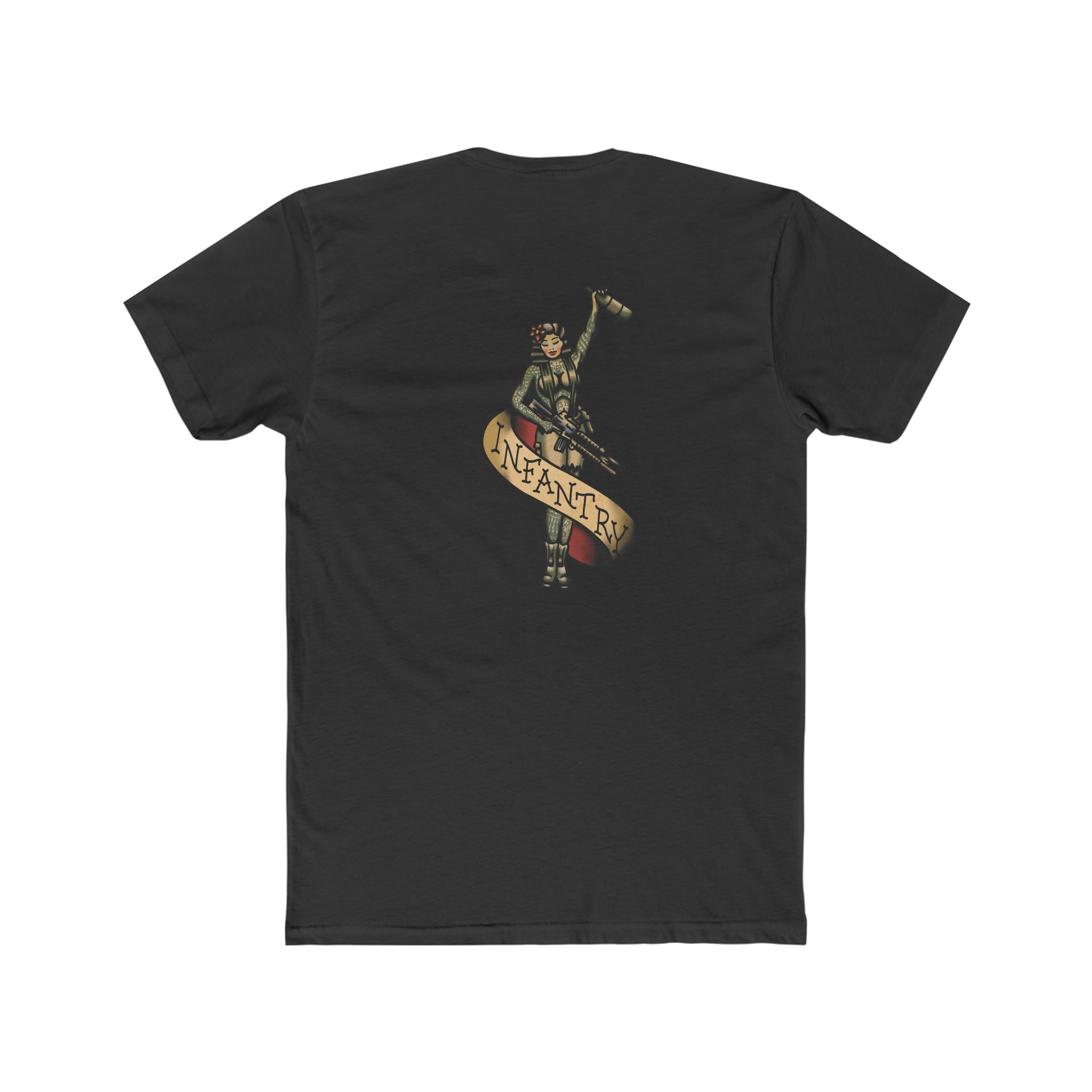 Infantry Pin-Up with M4 M203 and Bottle - Crew Tee