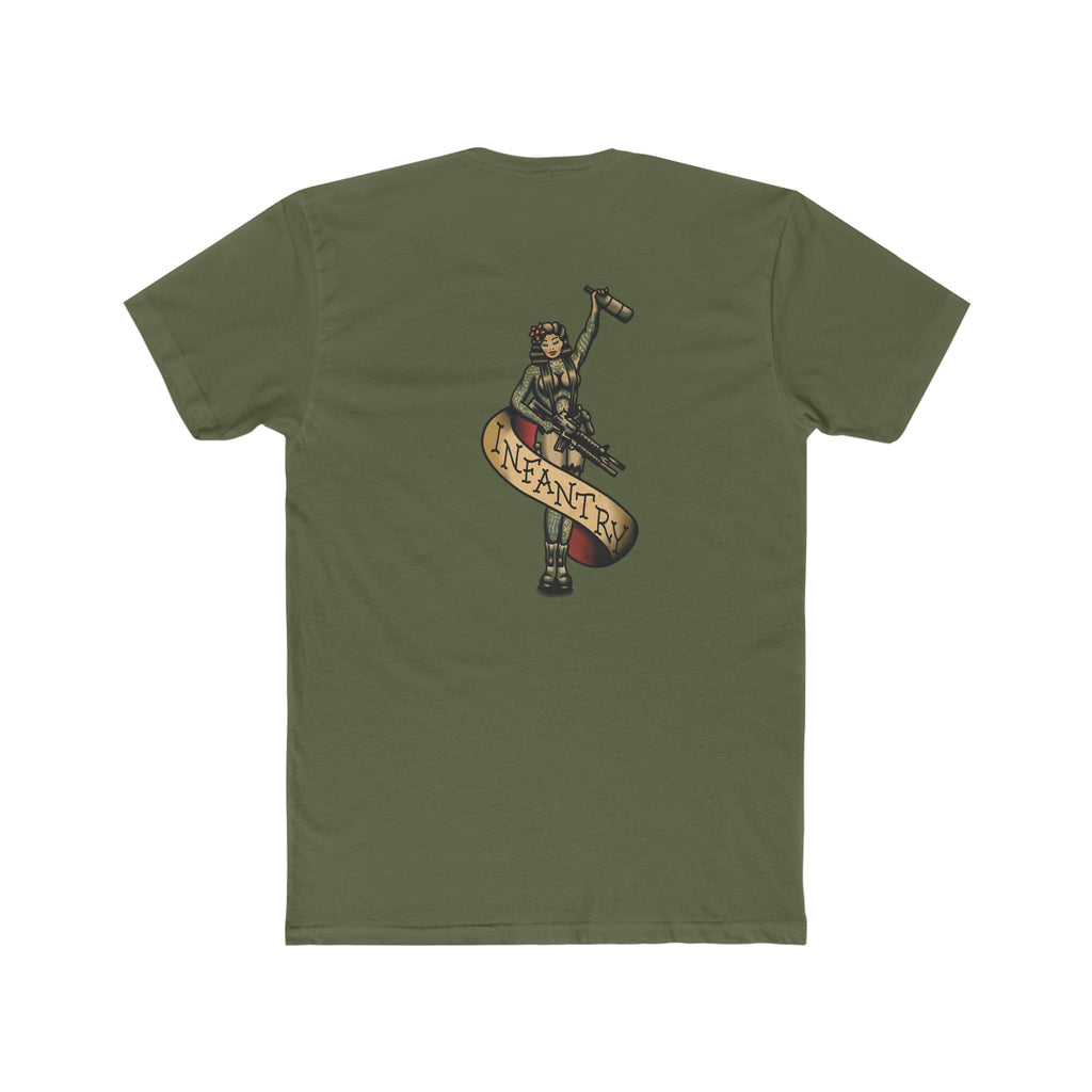Infantry Pin-Up with M4 M203 and Bottle - Crew Tee