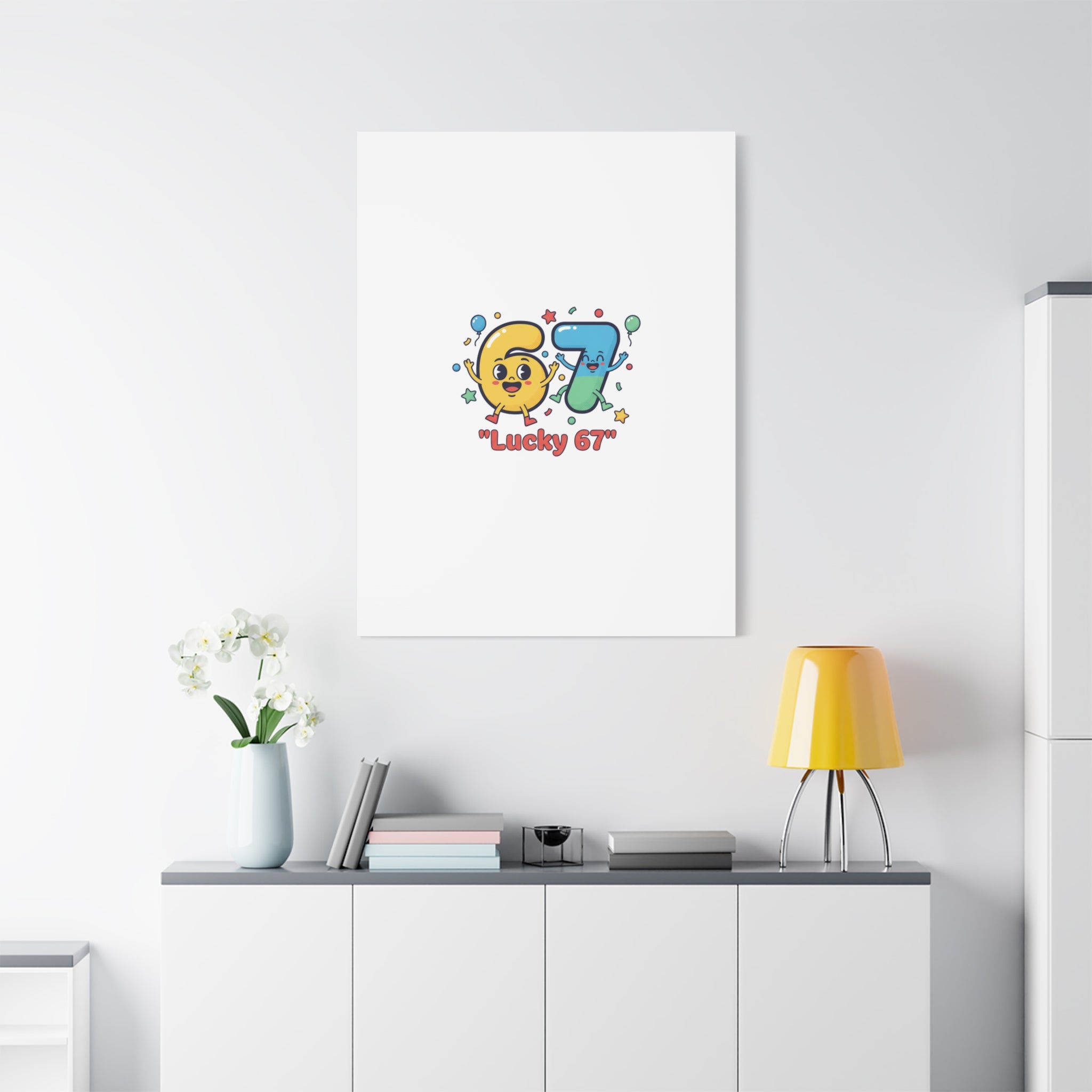 Lucky 67 Canvas, Stretched Matte | 67 meme, absurdist humor