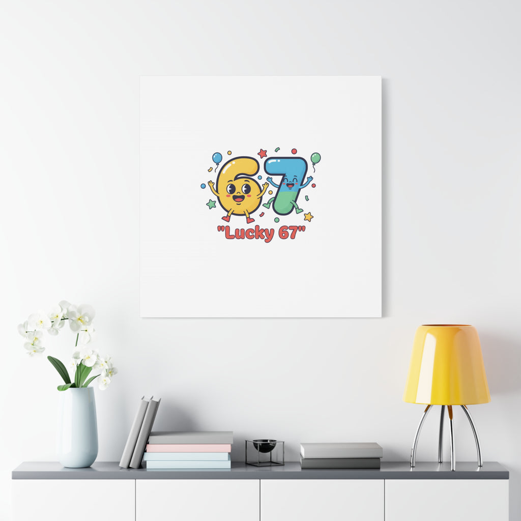 Lucky 67 Canvas, Stretched Matte | 67 meme, absurdist humor