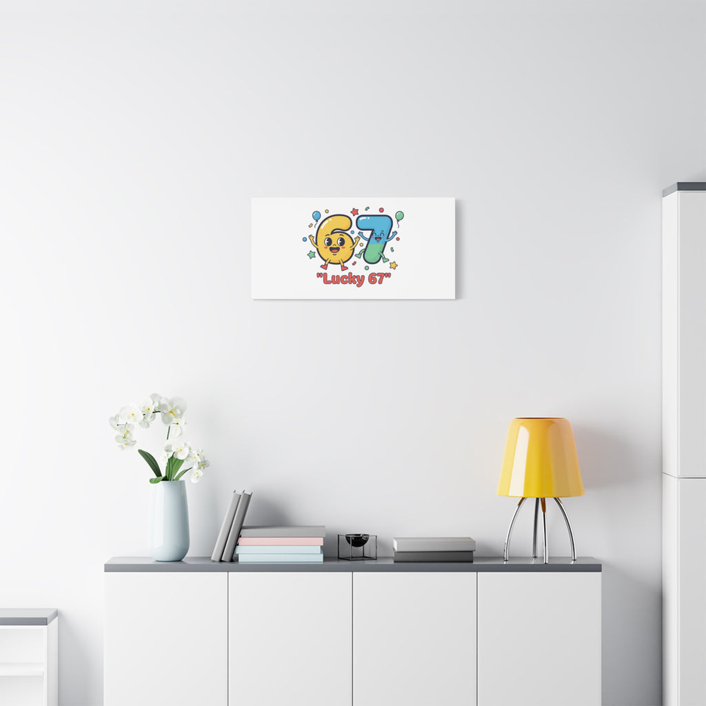 Lucky 67 Canvas, Stretched Matte | 67 meme, absurdist humor