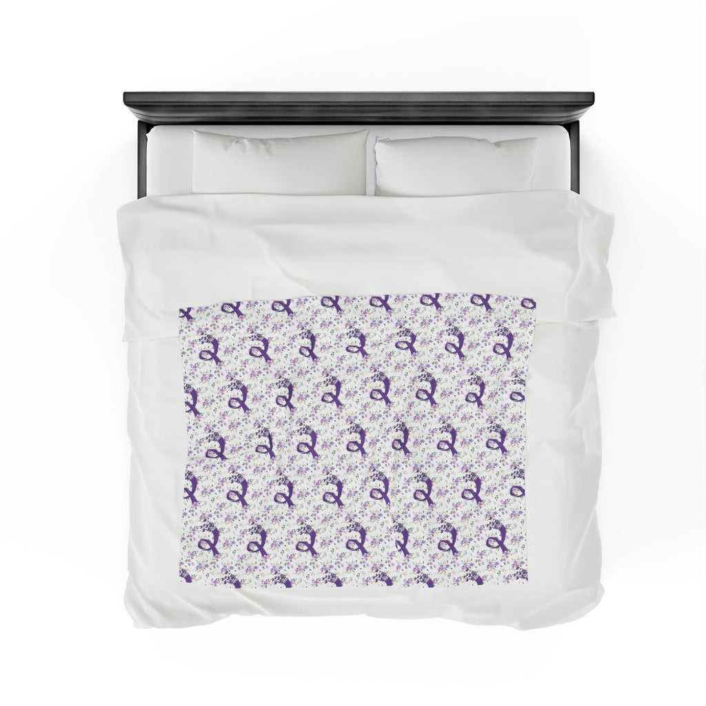Purple Flowers Epilepsy Awareness Velveteen Plush Blanket