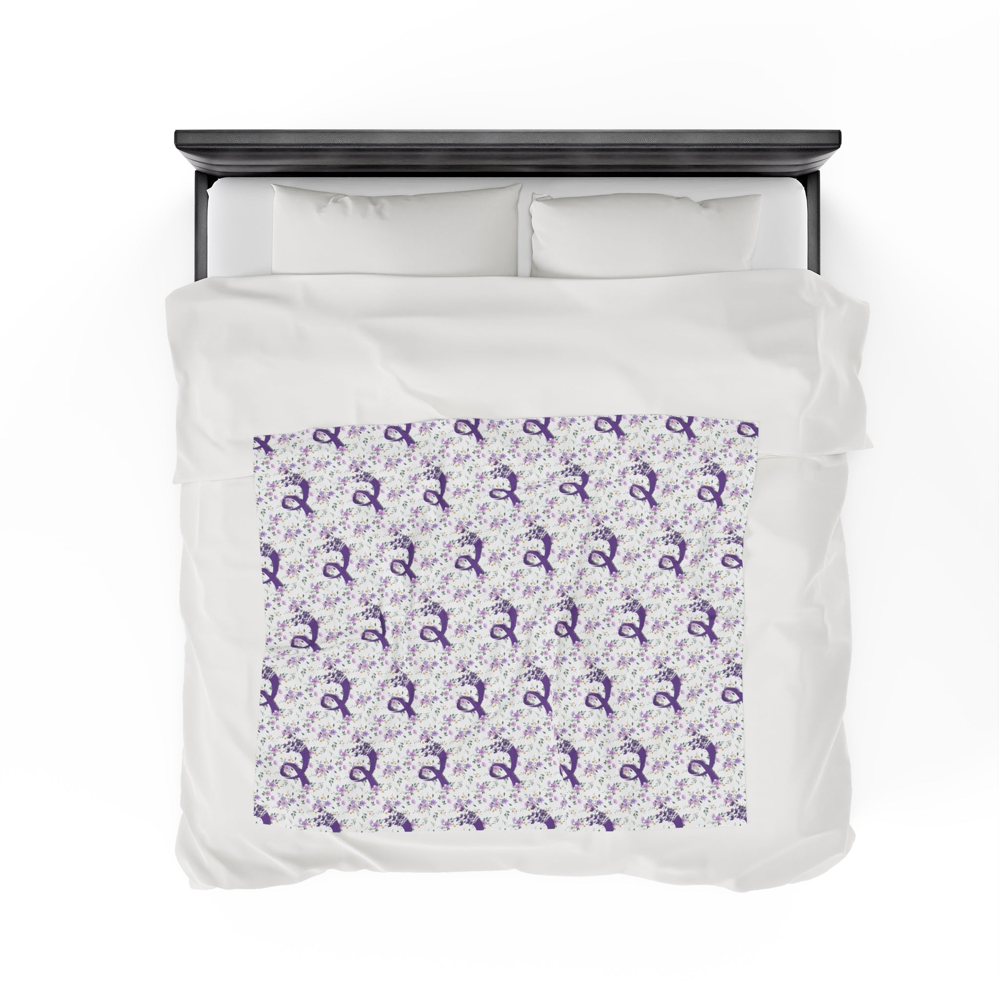 Purple Flowers Epilepsy Awareness Velveteen Plush Blanket