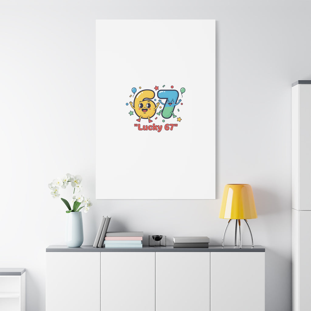 Lucky 67 Canvas, Stretched Matte | 67 meme, absurdist humor