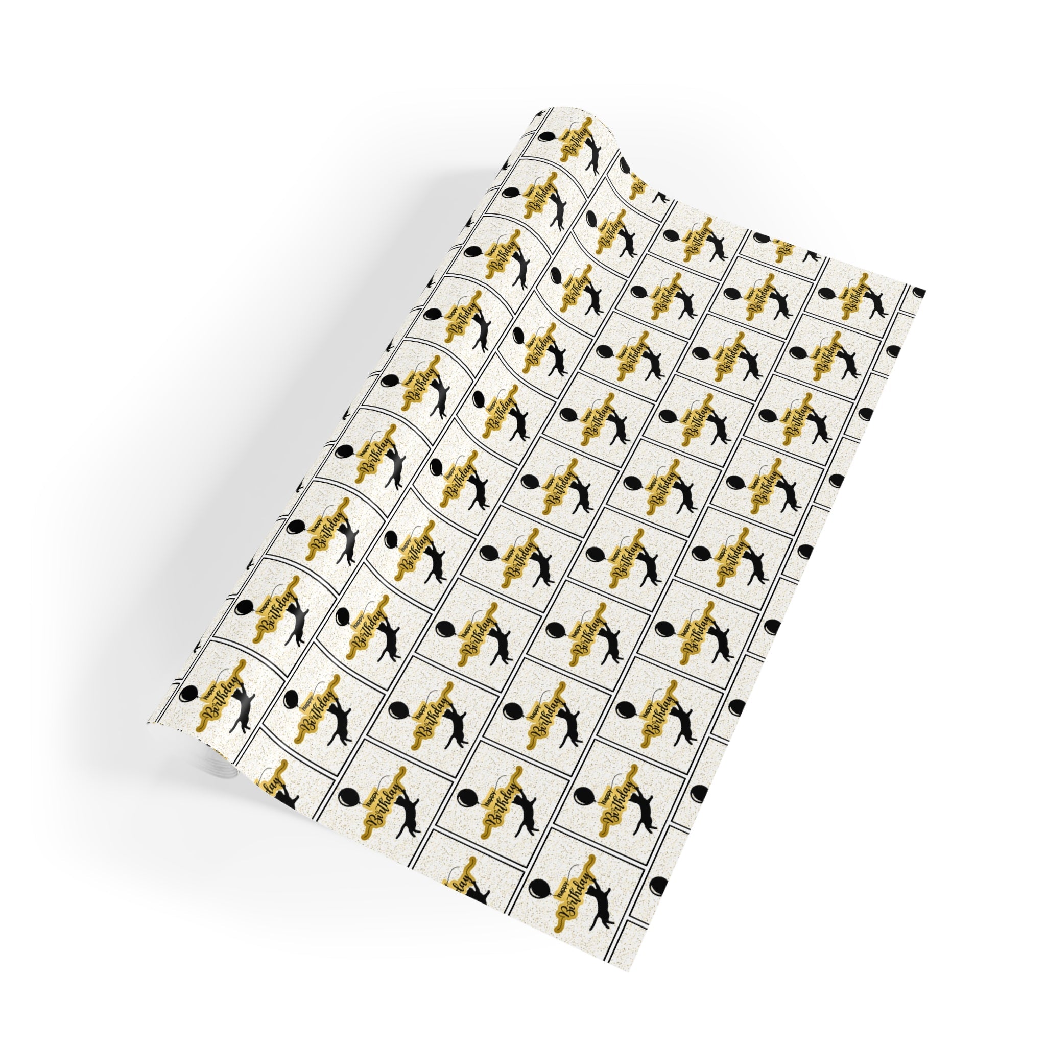 Happy Birthday Kitty Gift Wrapping Paper Rolls, 1pc with Balloons