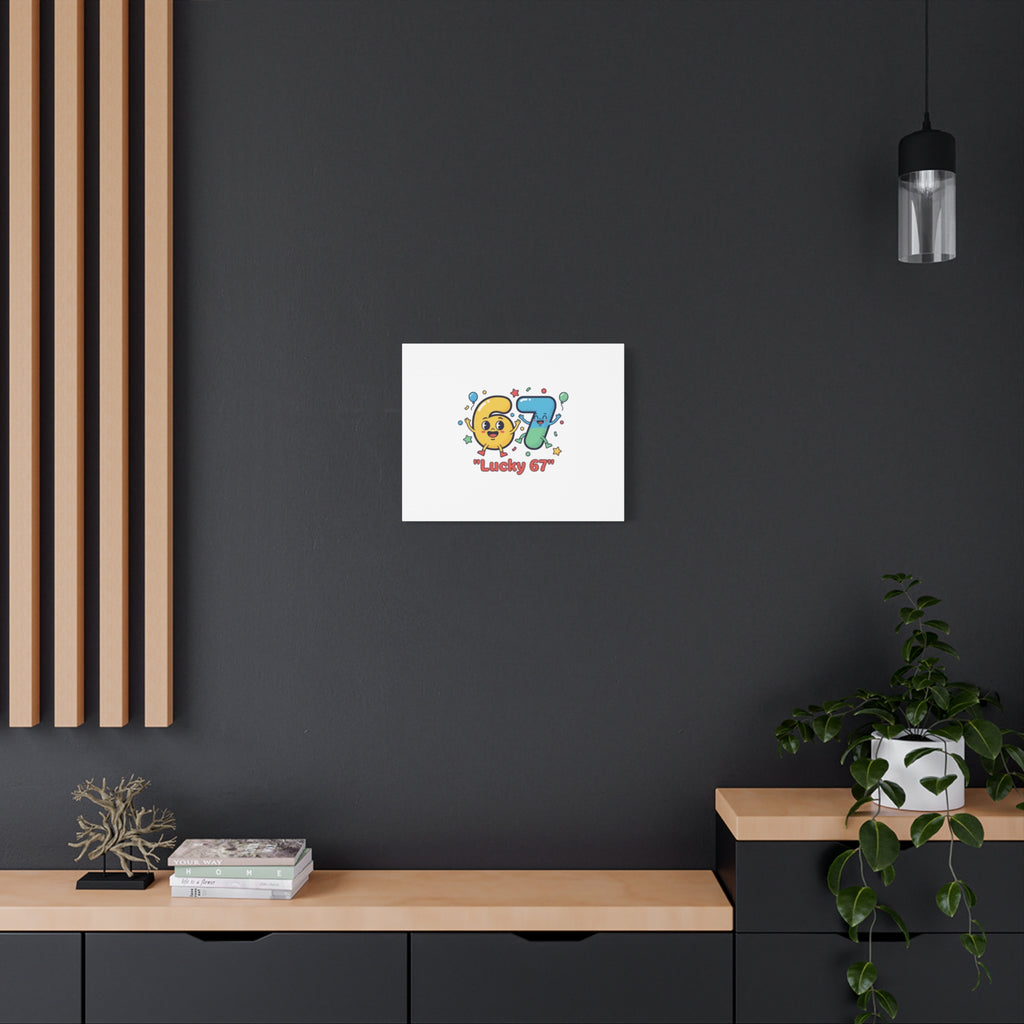 Lucky 67 Canvas, Stretched Matte | 67 meme, absurdist humor