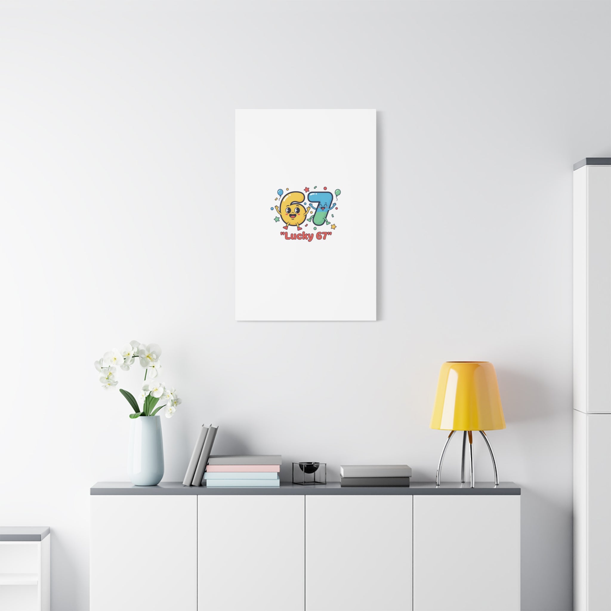 Lucky 67 Canvas, Stretched Matte | 67 meme, absurdist humor