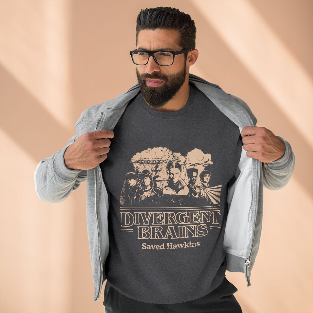 Divergent Brains Saved Hawkins - Adult Unisex Crewneck Sweatshirt