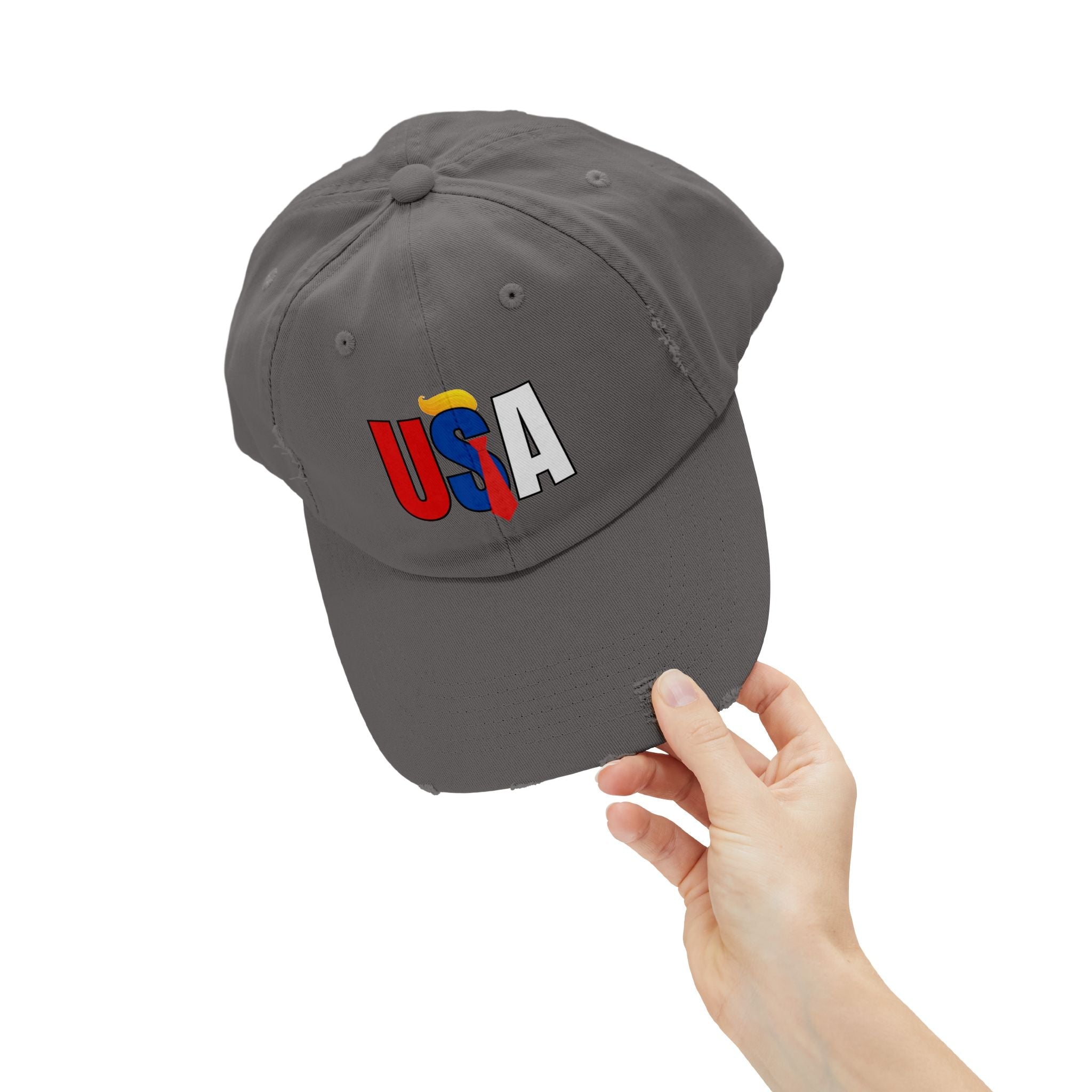 Unisex Trendy Distressed USA Cap