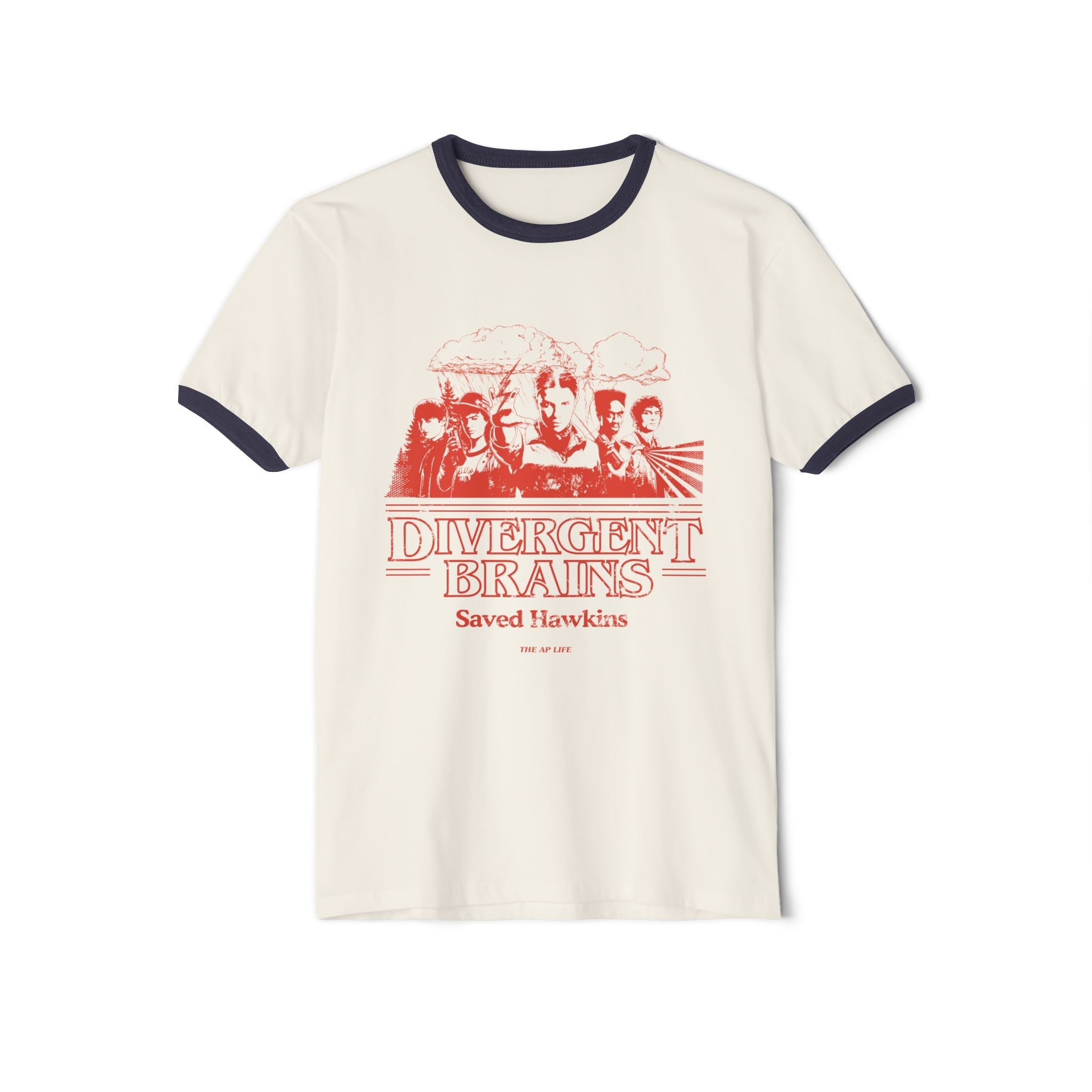 Divergent Brains Saved Hawkins - Adult Unisex Cotton Ringer T-Shirt
