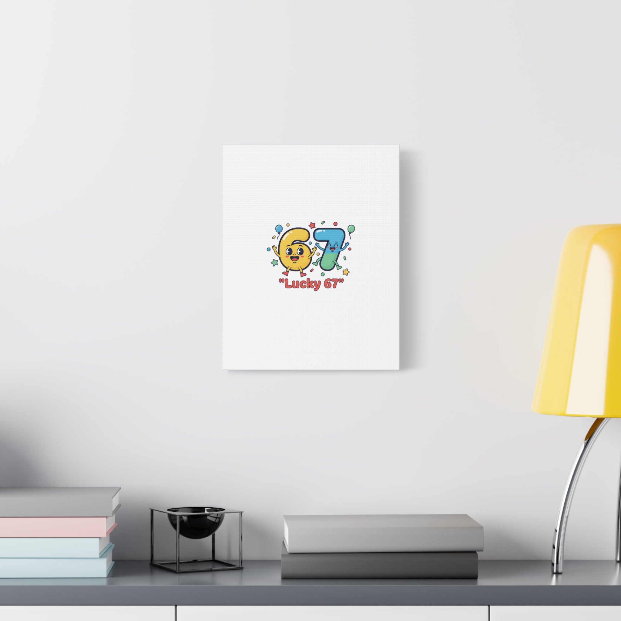 Lucky 67 Canvas, Stretched Matte | 67 meme, absurdist humor